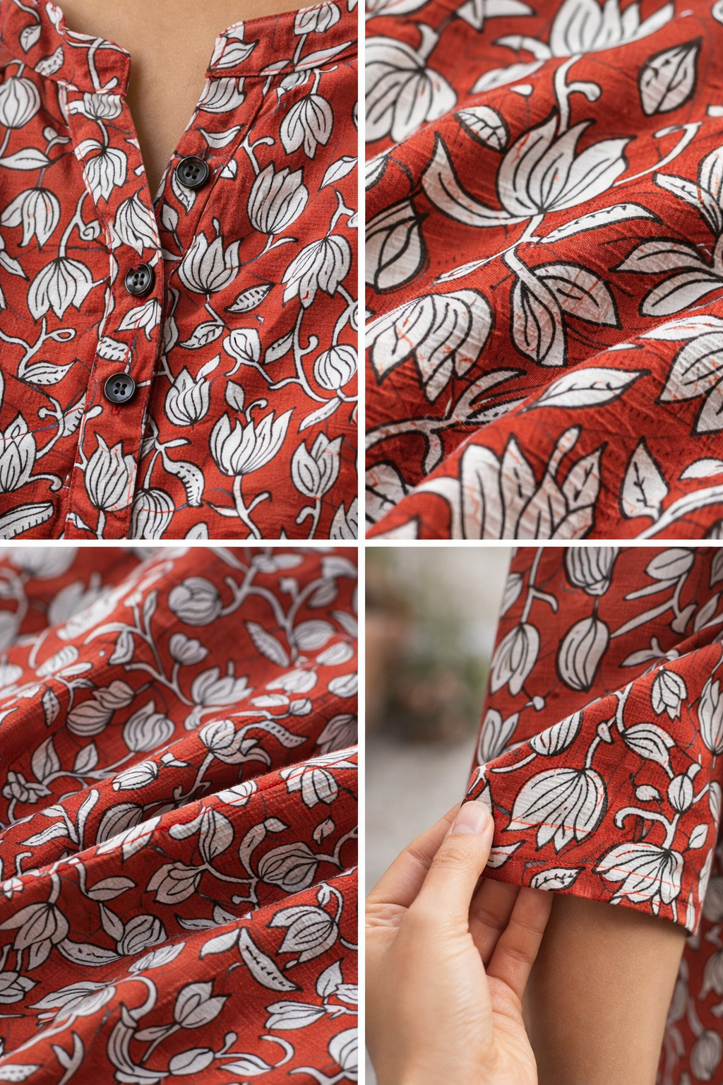 Rust Red Floral Print Women’s Kurti - 26007