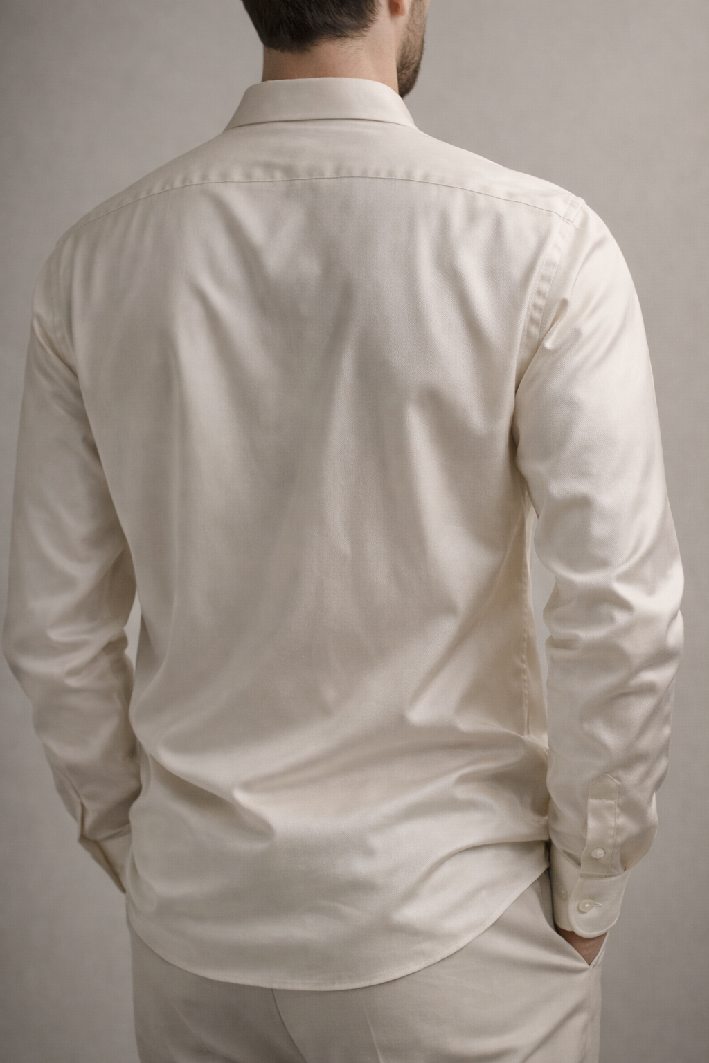 Men’s Premium Solid Cotton Satin Ivory Cream - 26500