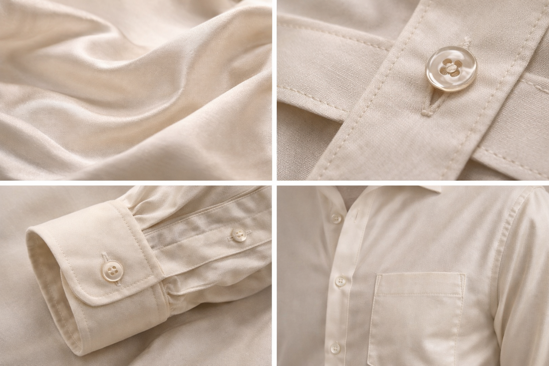 Men’s Premium Solid Cotton Satin Ivory Cream - 26500