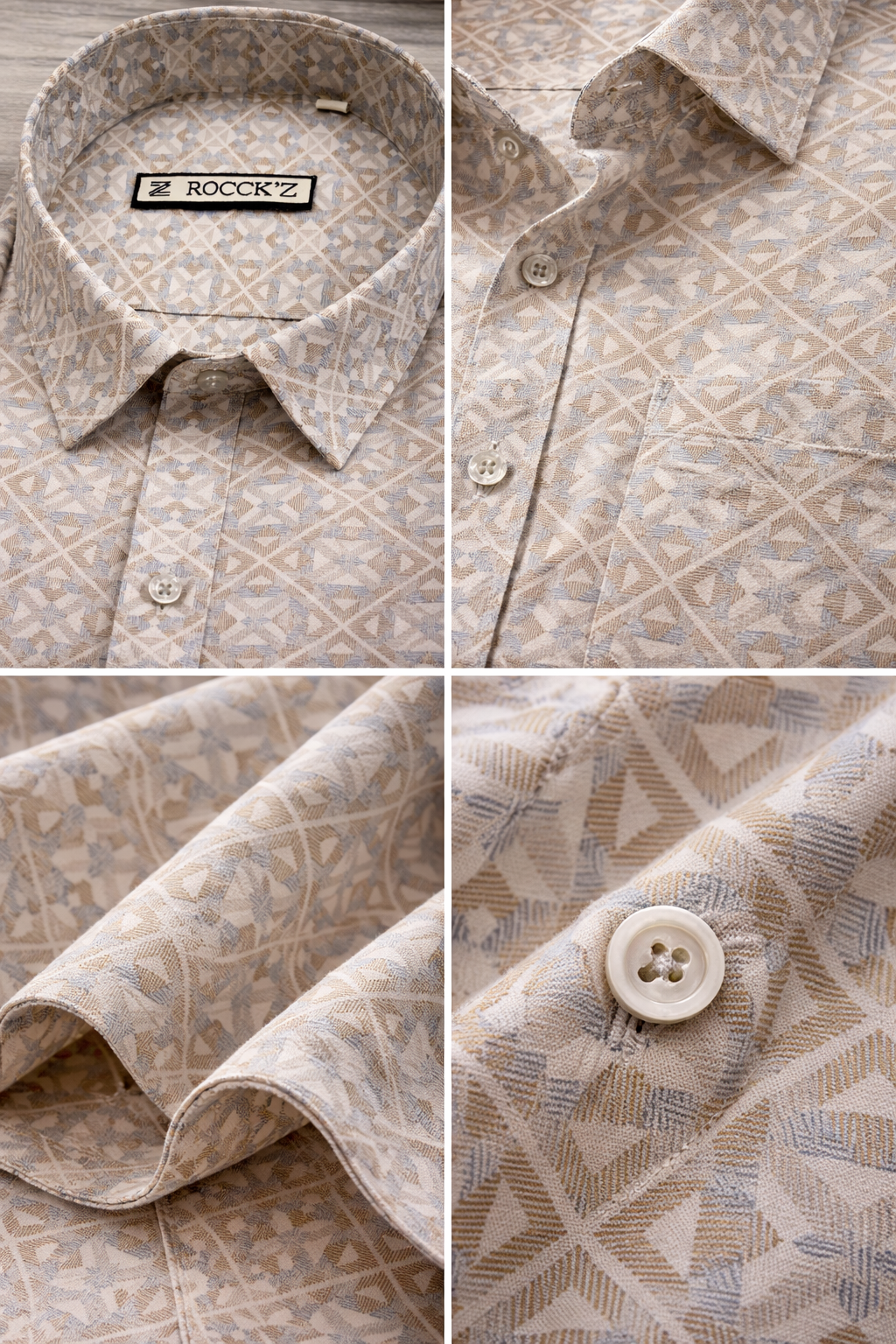 Men’s Geometric Mosaic Print Cotton Shirt - 25726