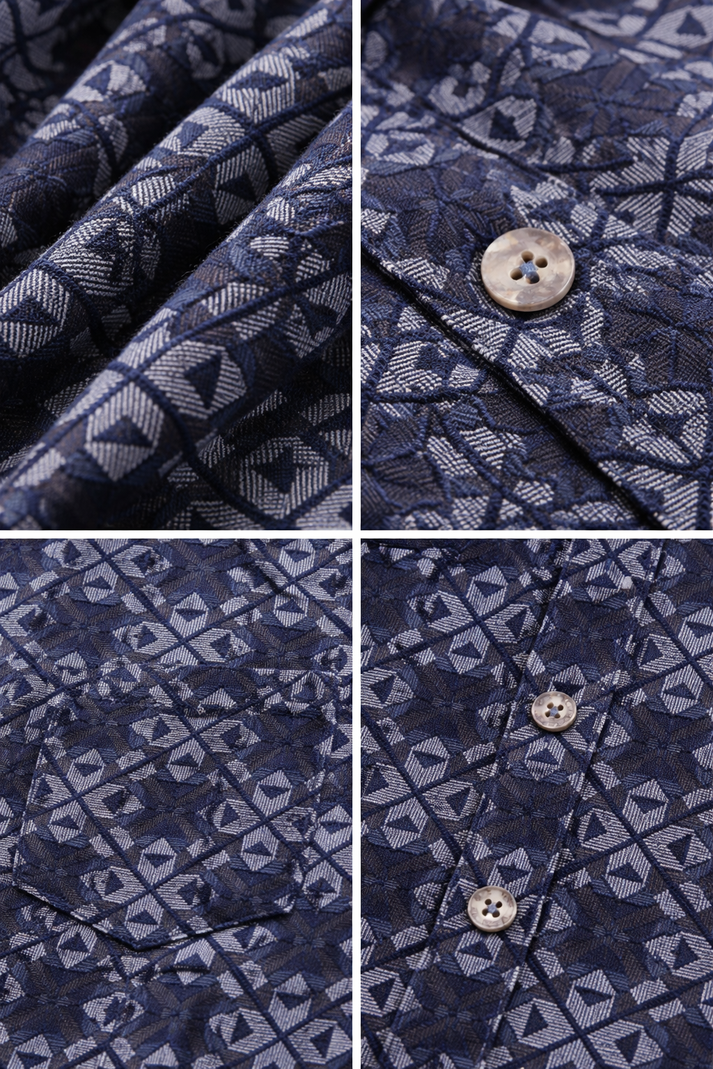 Men’s Kaleidoscopic Diamond Print Cotton Shirt - 25725