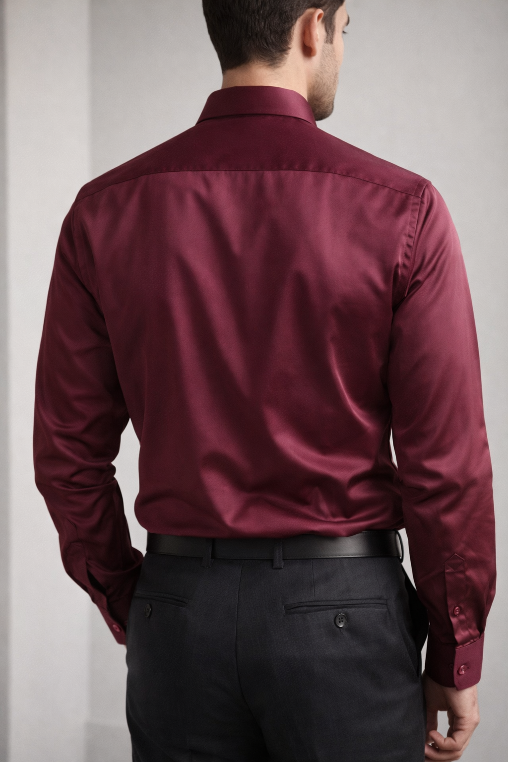 Premium Solid Cotton Satin Maroon Formal Shirt  - 26497