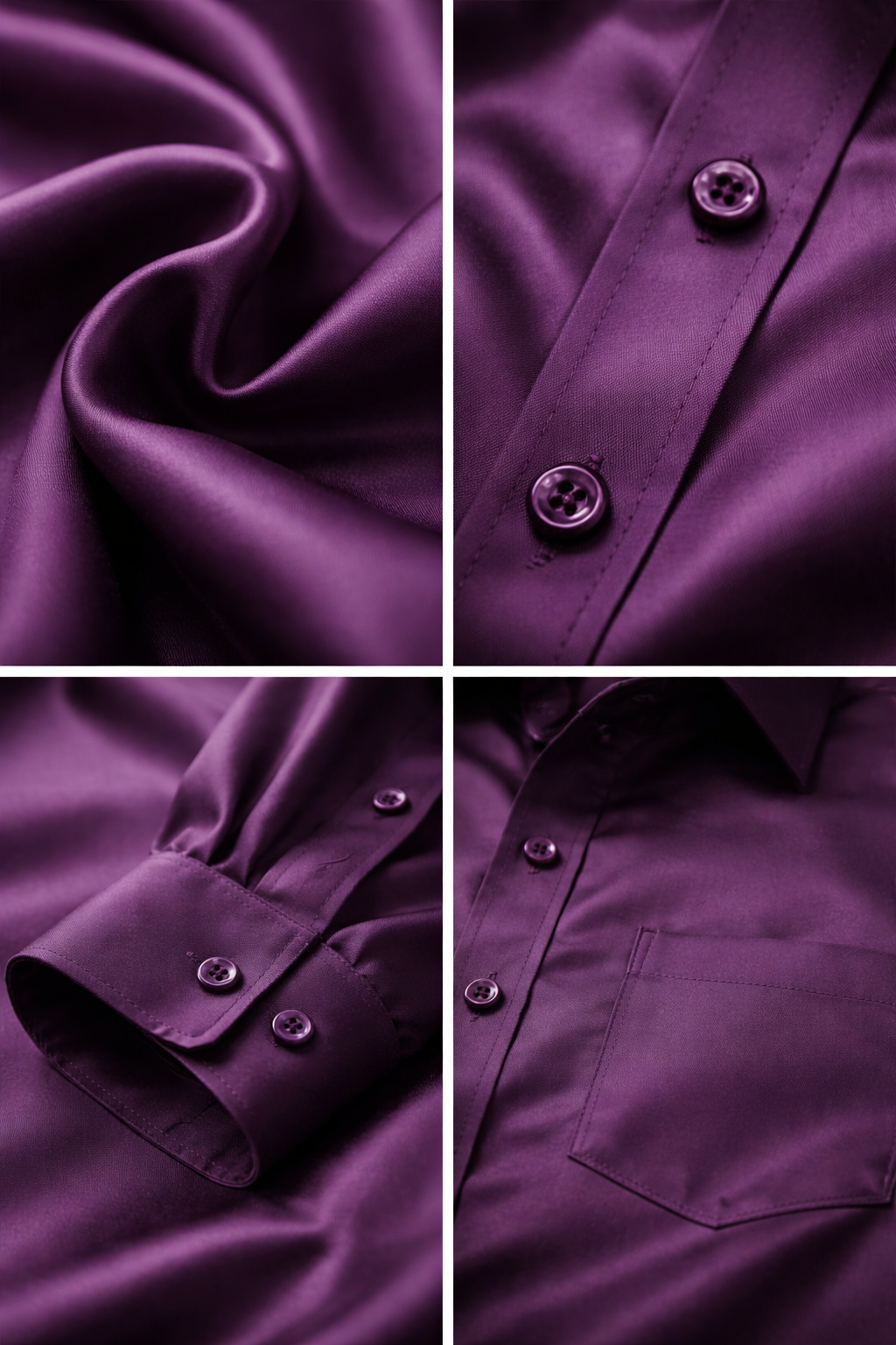 Men’s Solid Cotton Satin Formal Shirt – Deep Wine Purple - 26498