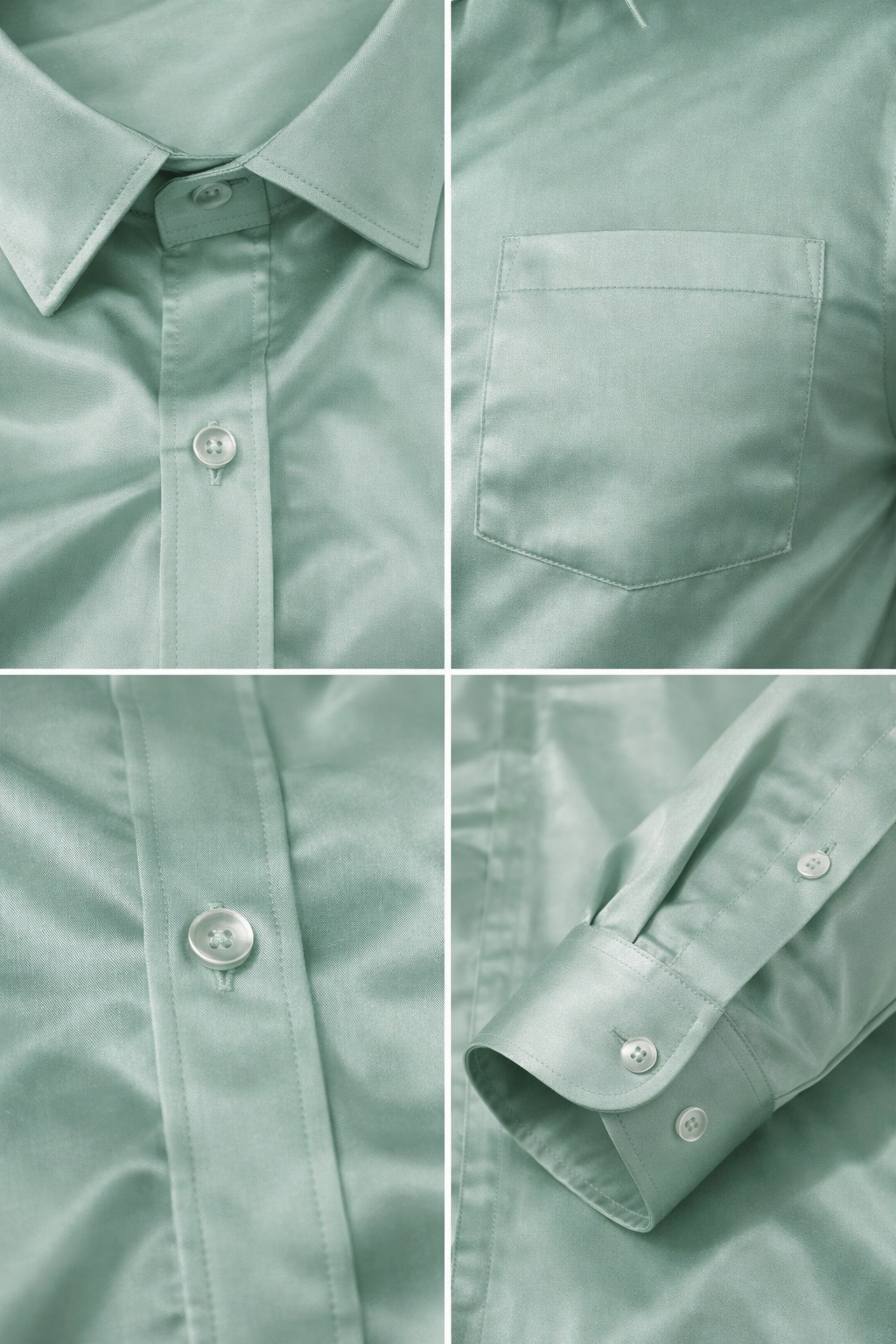 Men’s Solid Cotton Satin Formal Shirt – Mint Green - 26494