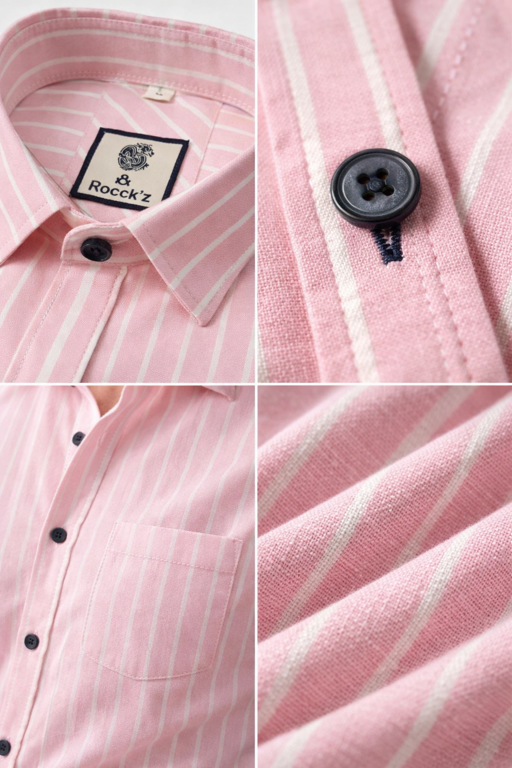Men’s Pink & White Striped Cotton Casual Shirt - 23375