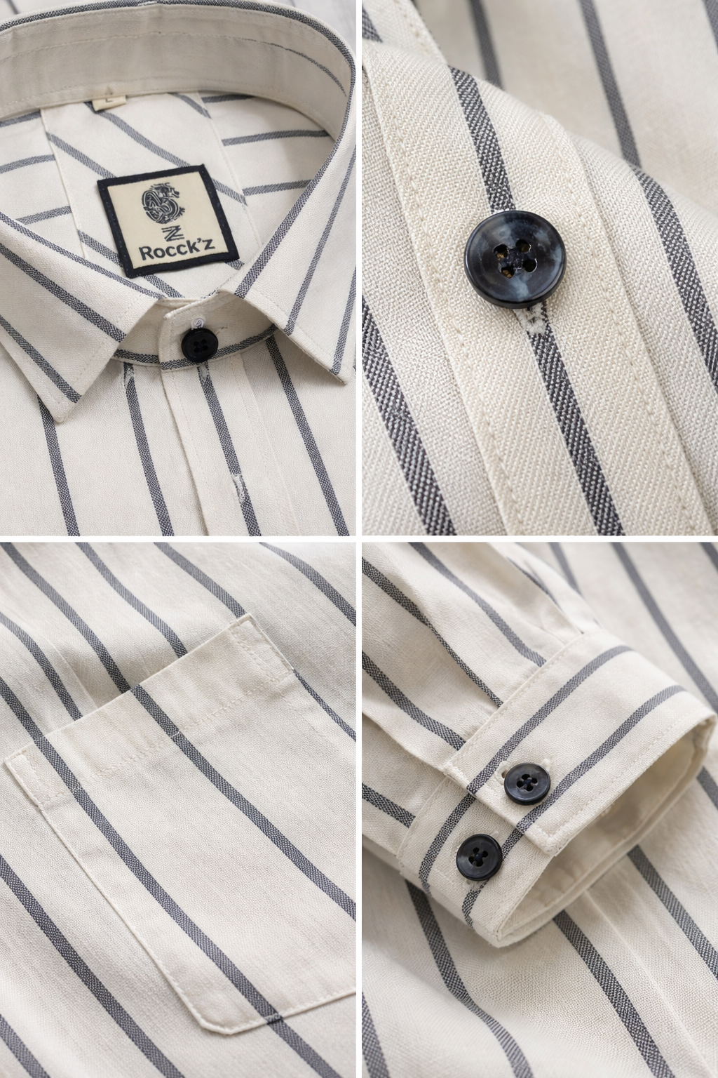 Premium White Cotton  Striped Casual Shirt  - 24549