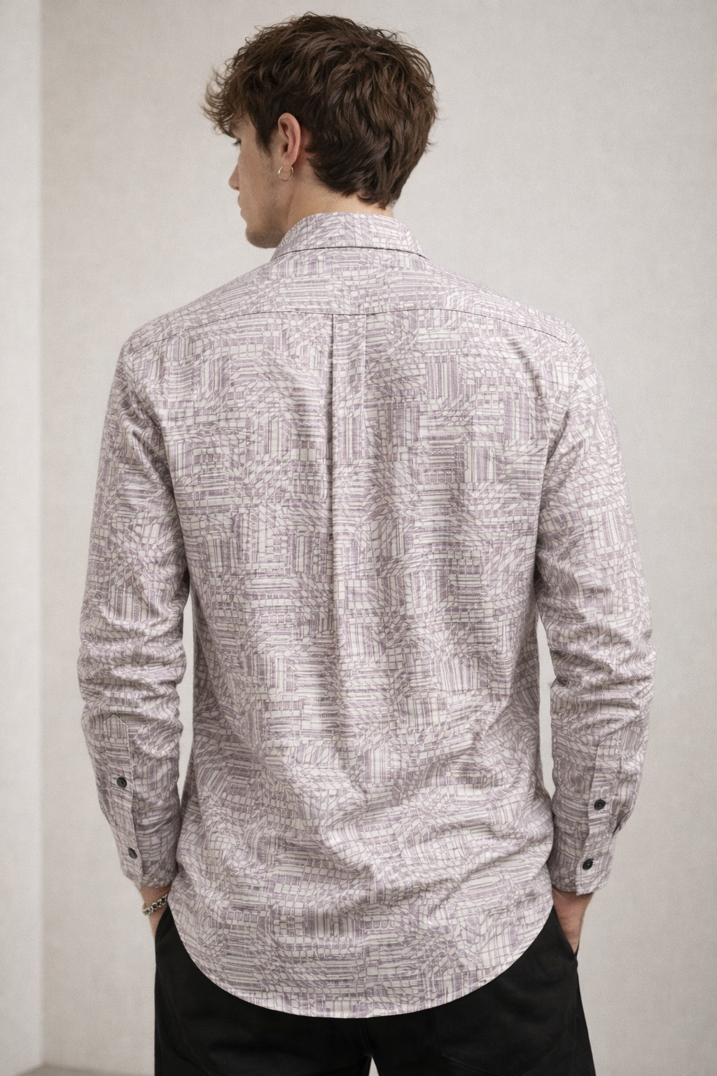 Men’s Premium Geometric Print Cotton Shirt  - 26250