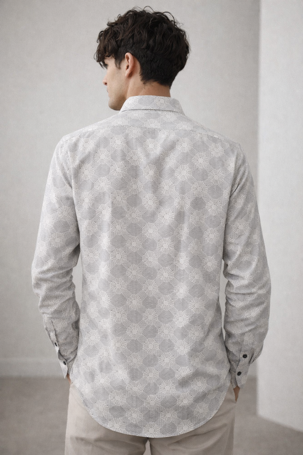 Geometric Texture Printed Men’s Casual Shirt - 26249