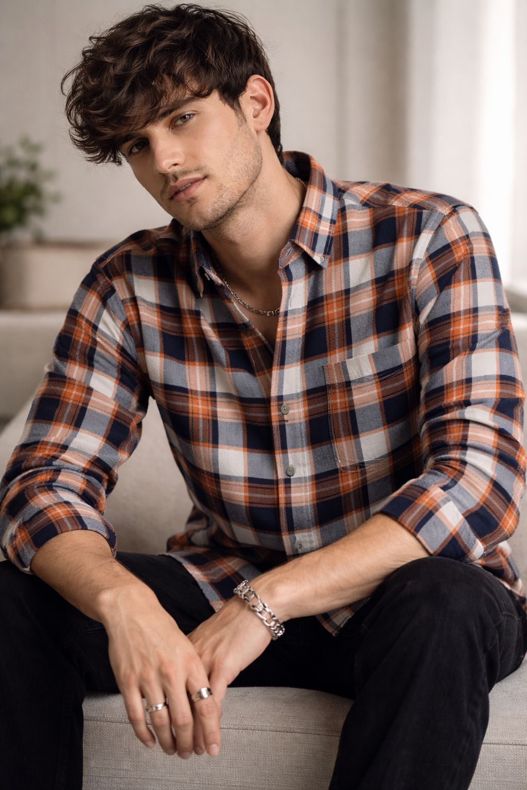 Premium Cotton Checkered Shirt  -25233