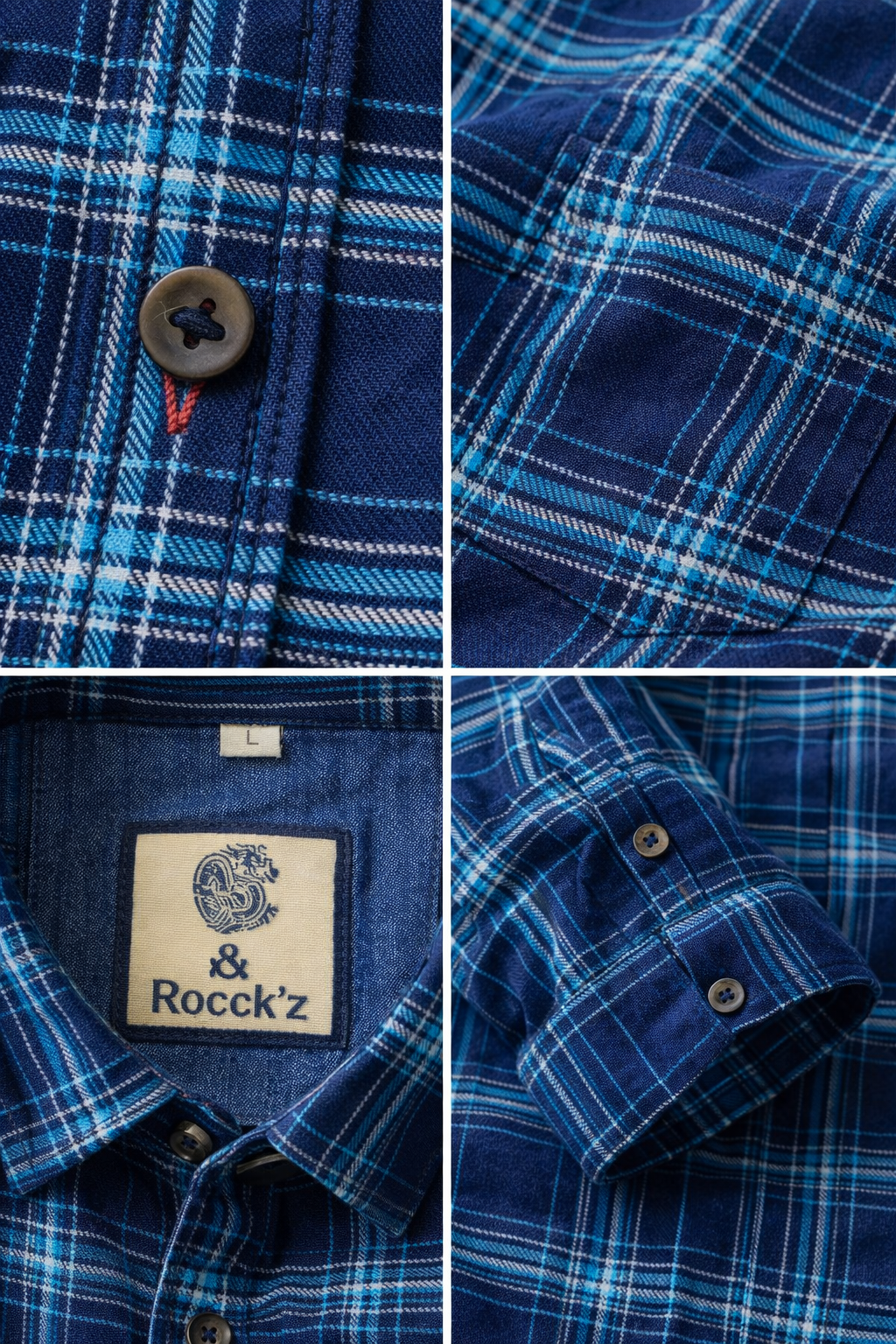 Navy & Teal Plaid Check Shirt - 23630