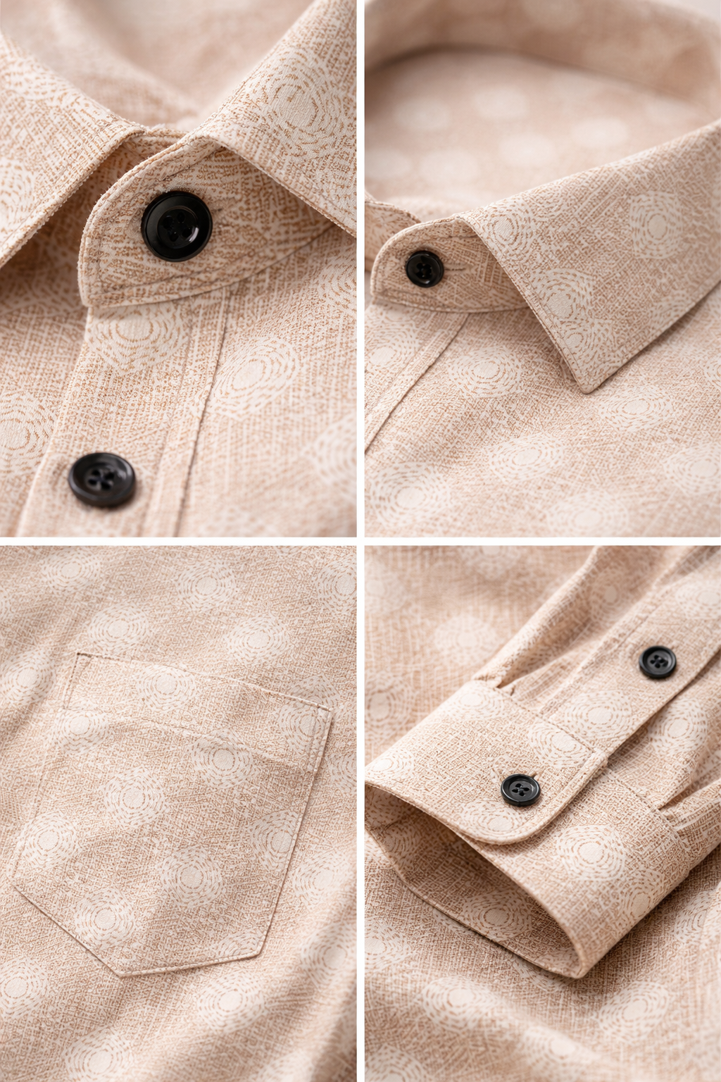Beige Geometric Pattern Premium Cotton Shirt- 26248