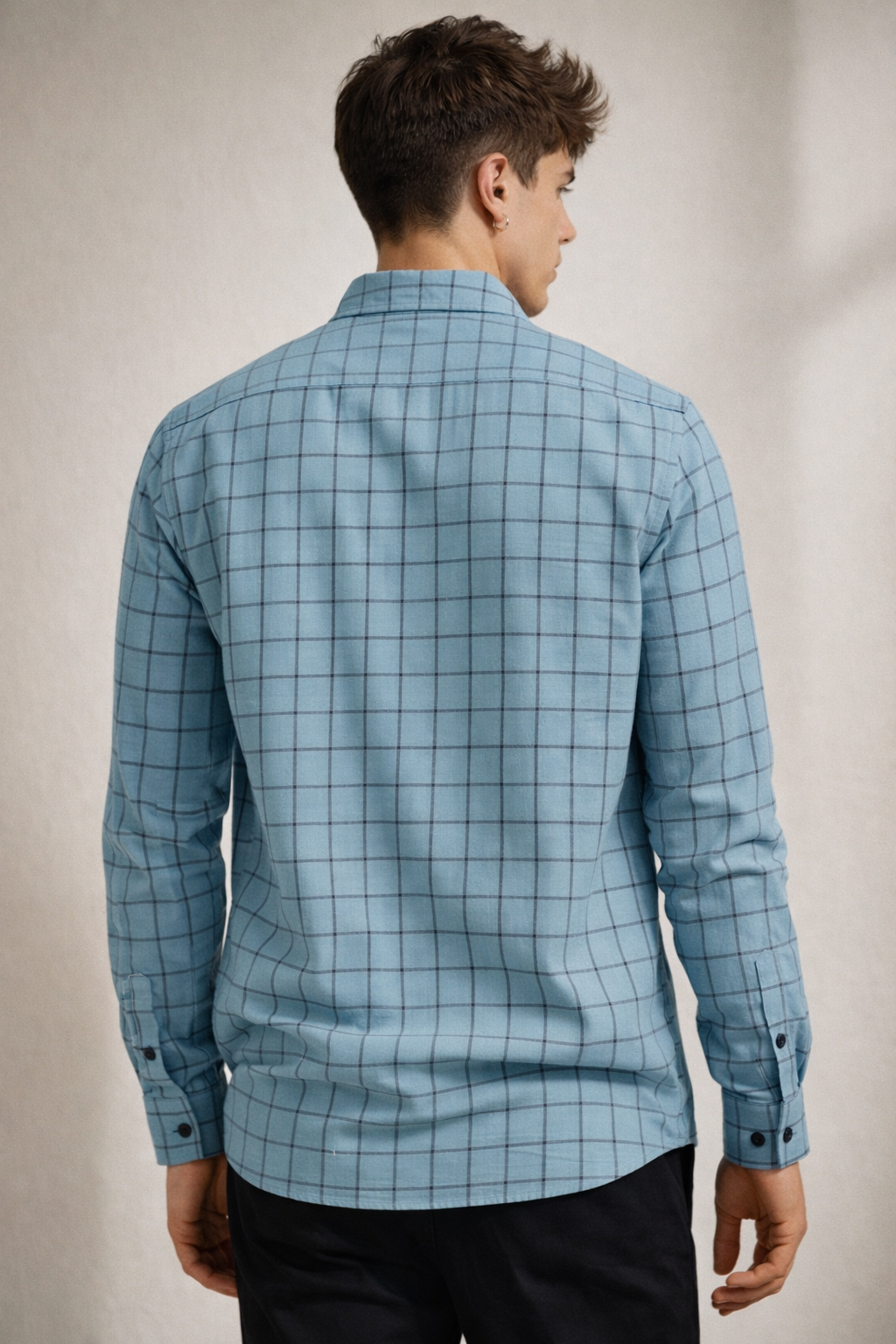 Teal Checkered Cotton Shirt - 24462