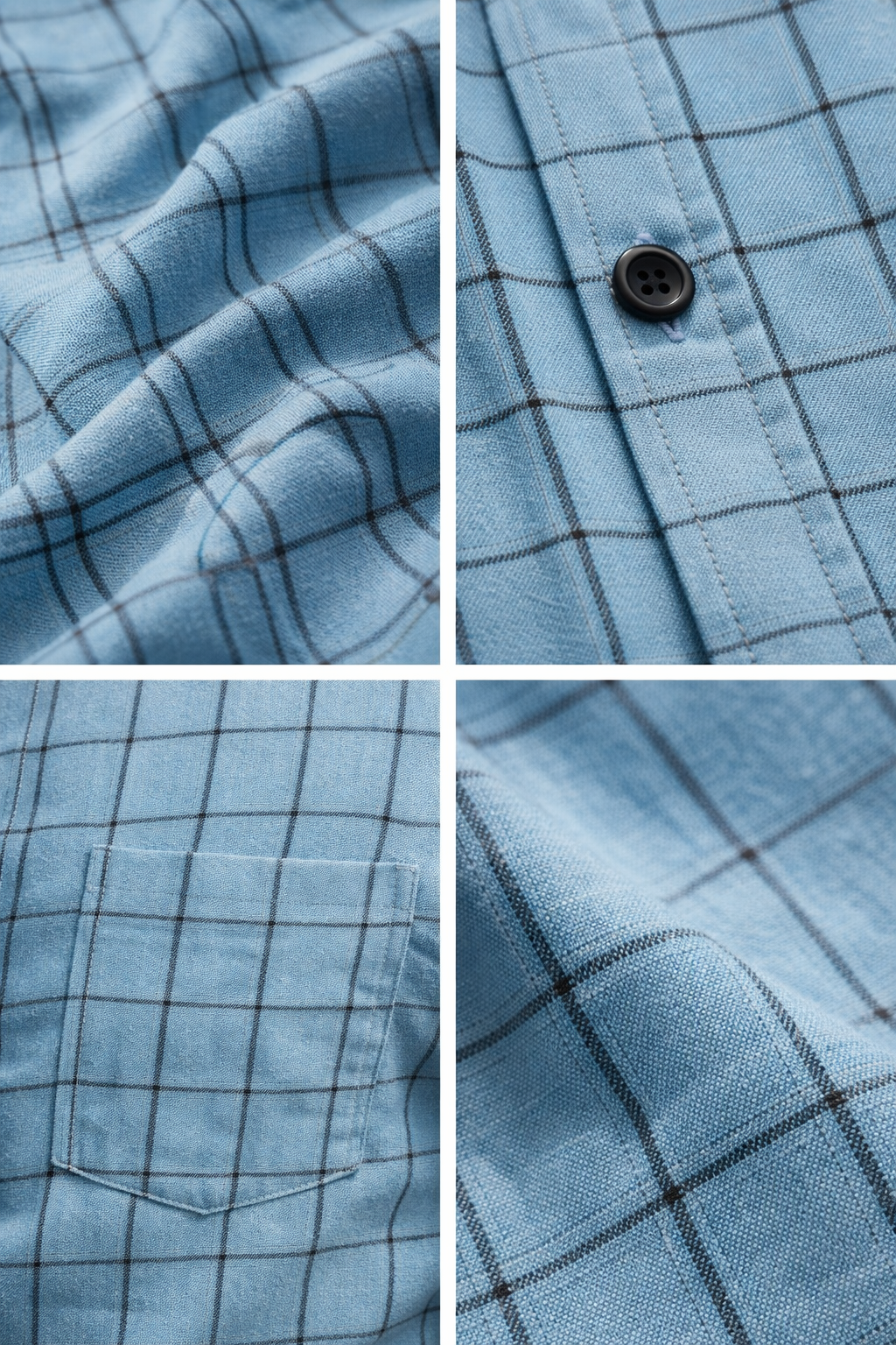 Teal Checkered Cotton Shirt - 24462