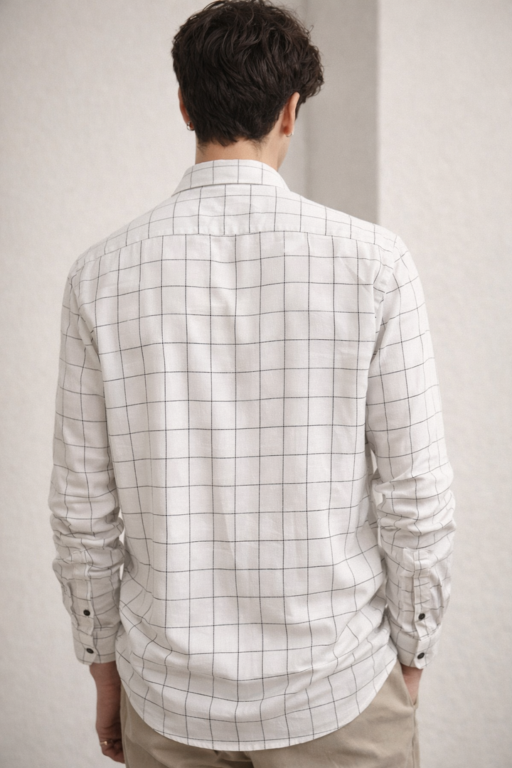 White Checkered Casual Shirt -  23205