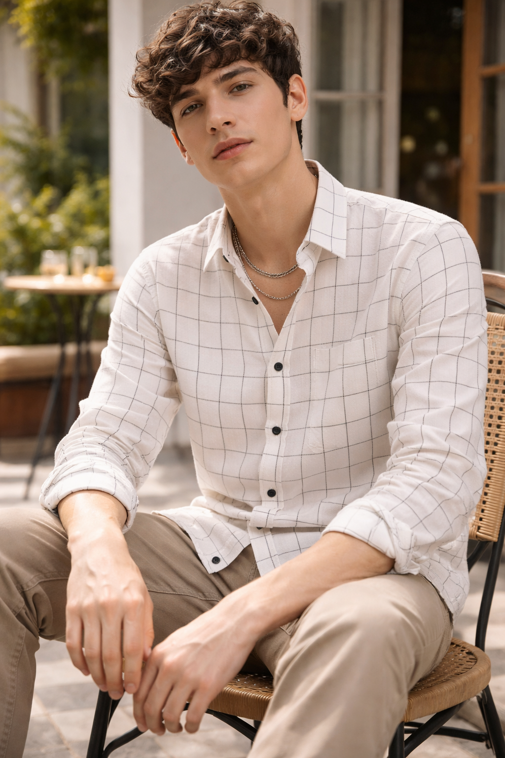 White Checkered Casual Shirt -  23205