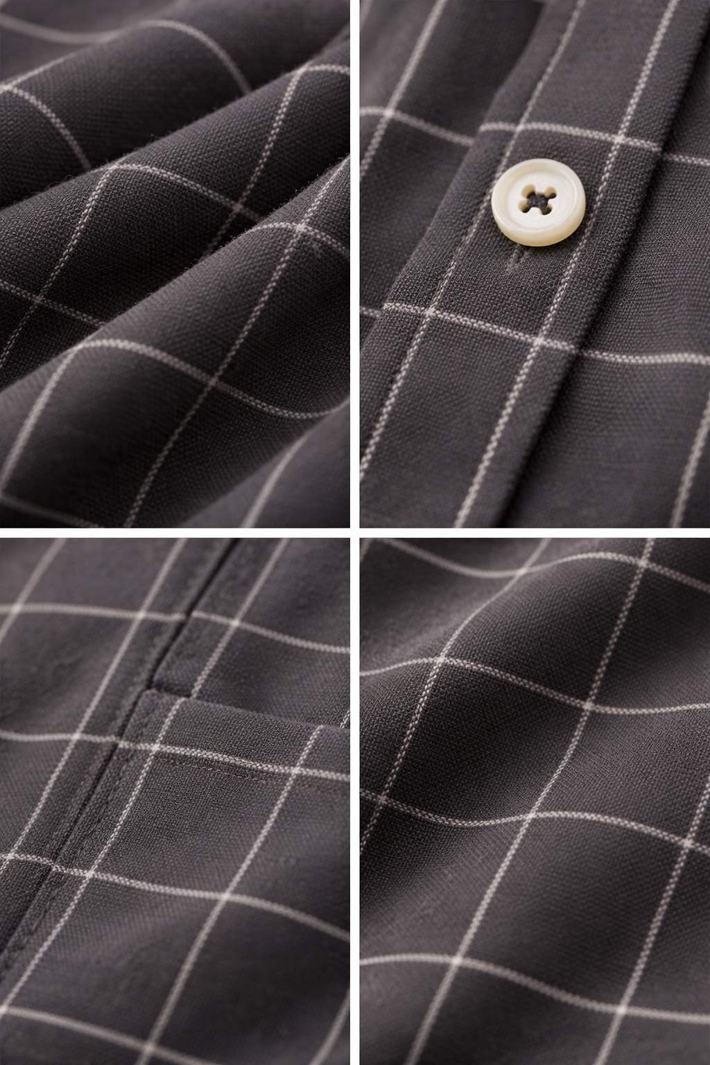 Charcoal Grey Checkered Formal Shirt - 23206