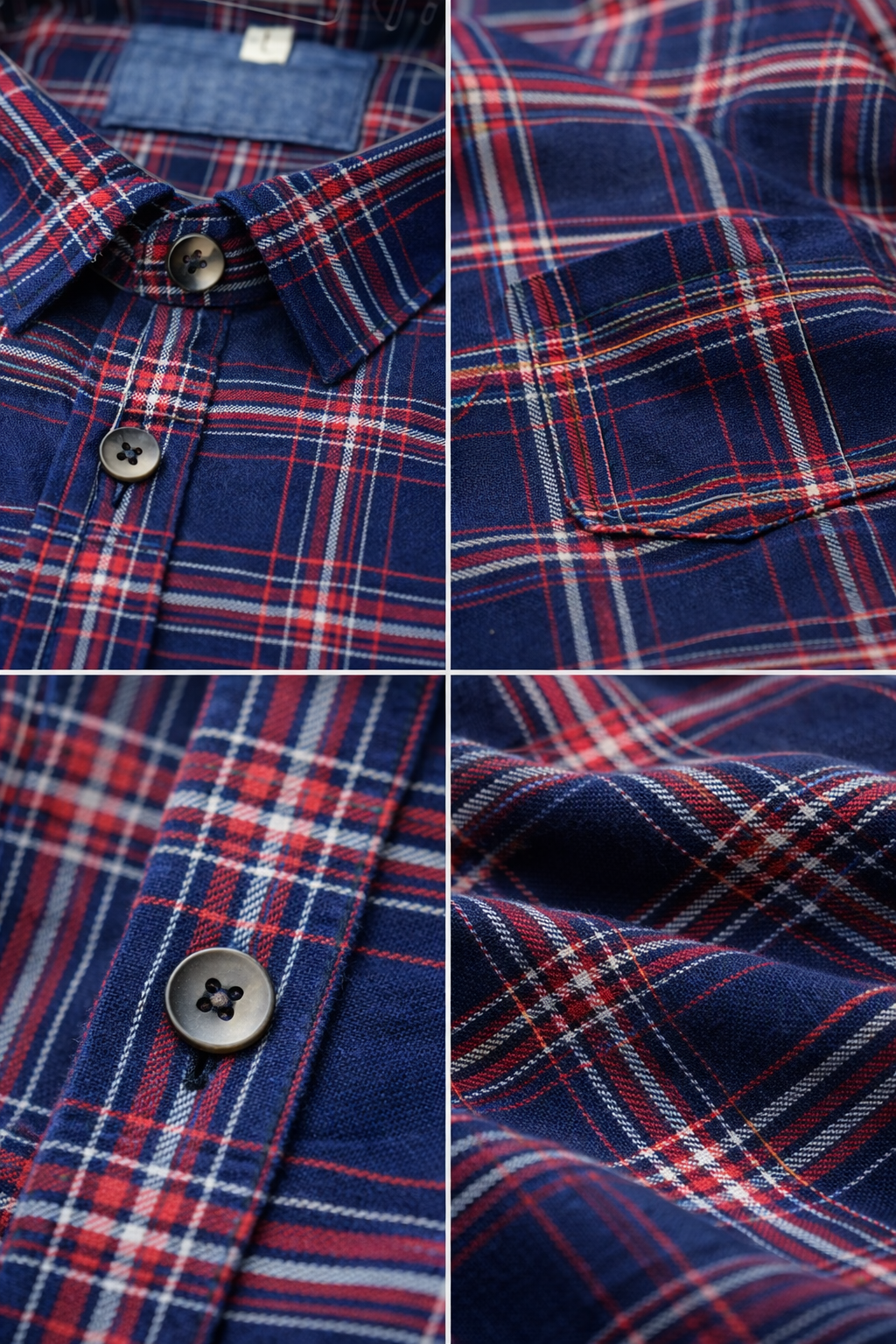 Classic Navy & Red Cotton Check Shirt - 23631