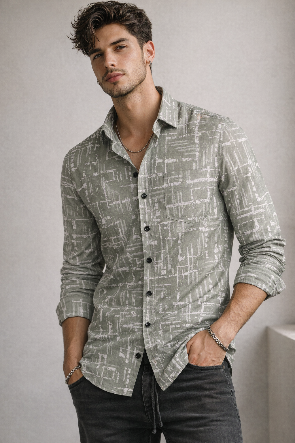 ROCCK’Z Men’s Premium Printed Casual Shirt - 26244