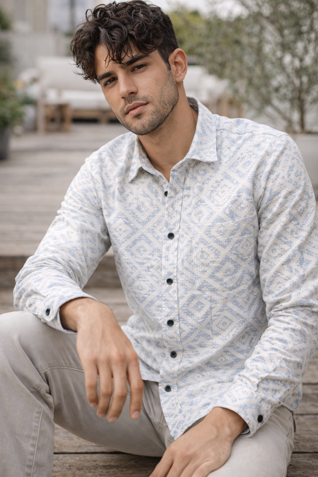 Men’s Premium Cotton Printed Casual Shirt  - 26240
