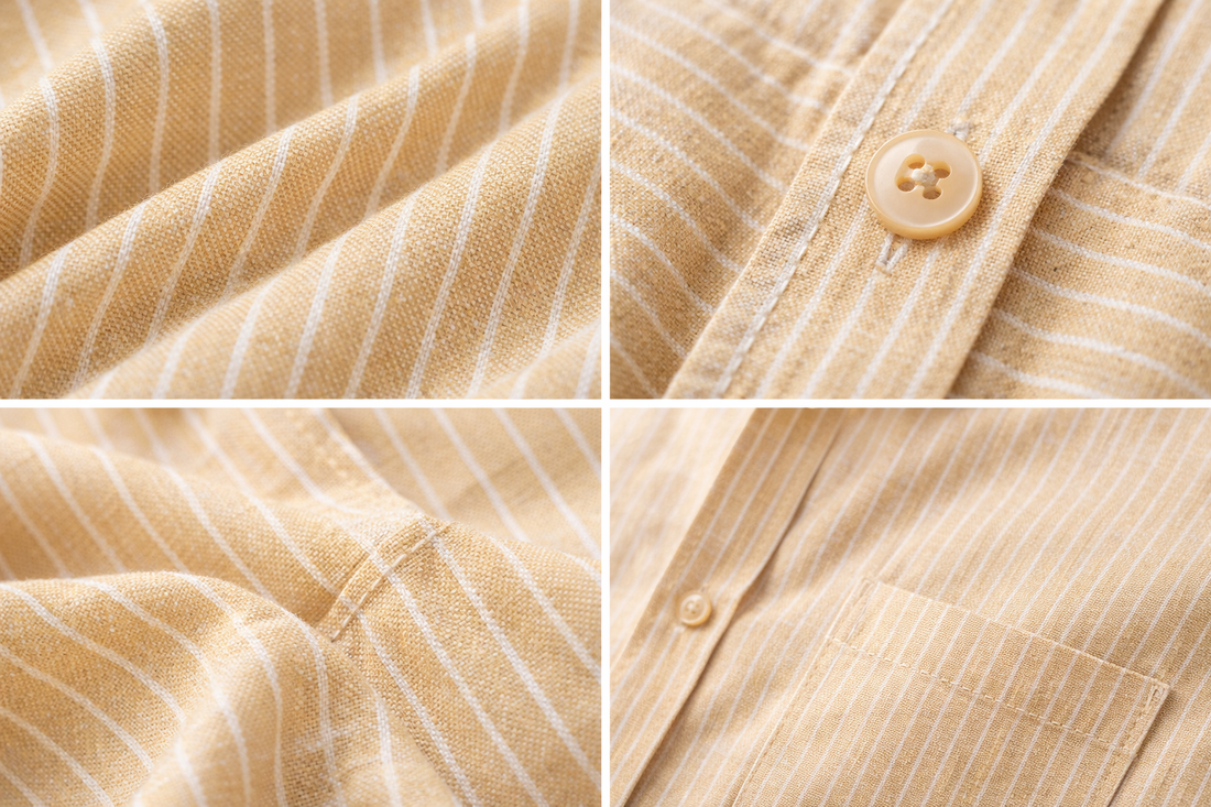 Classic Beige Striped Formal Shirt - 26326