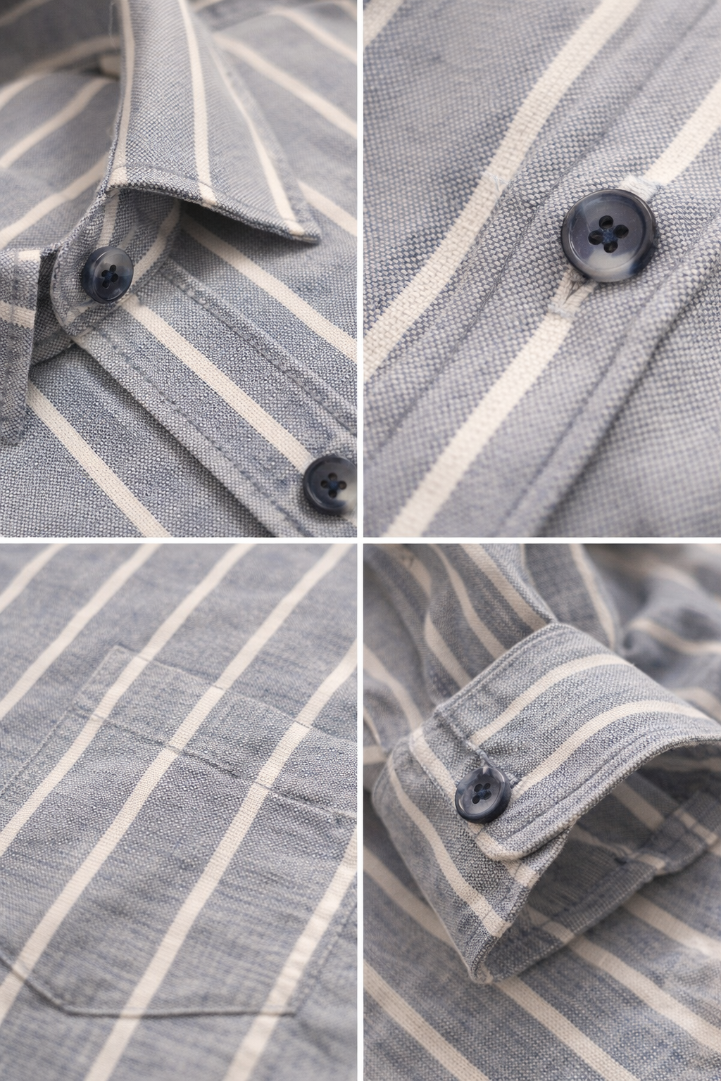 Grey & White Striped Cotton Casual Shirt - 24553