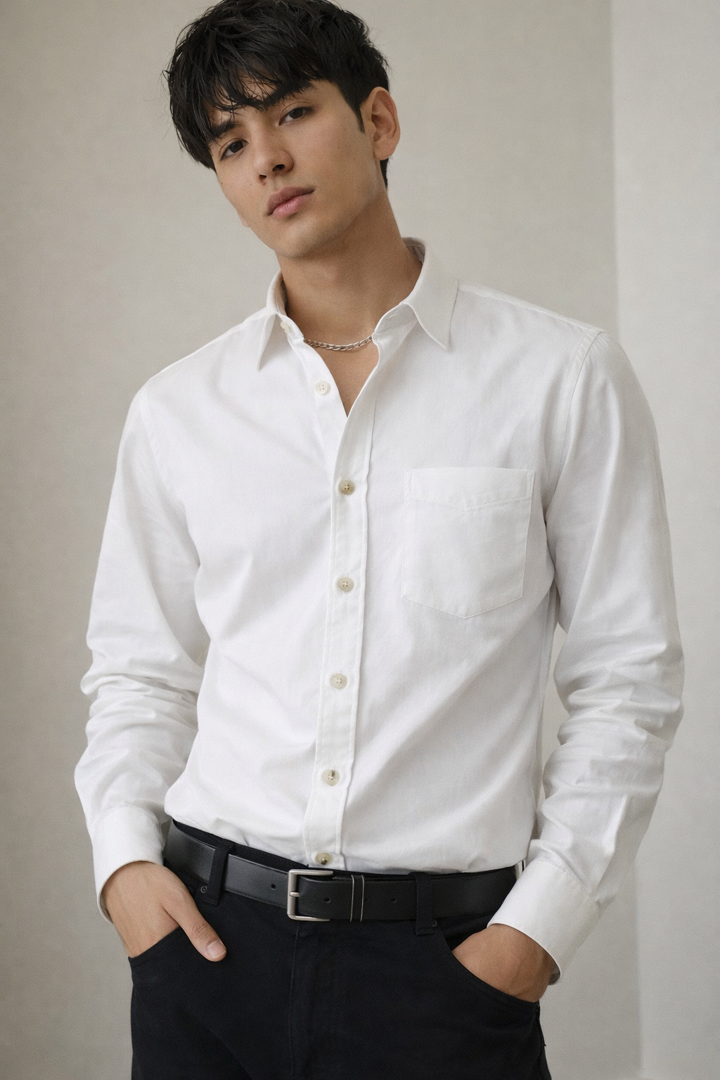 Premium White Cotton Formal Shirt - 26163