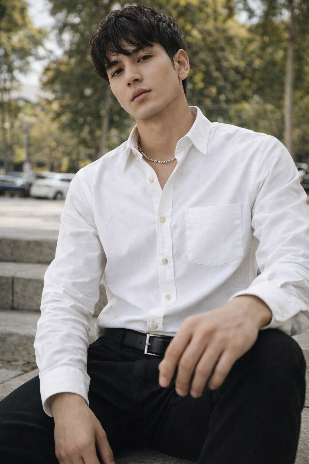 Premium White Cotton Formal Shirt - 26163