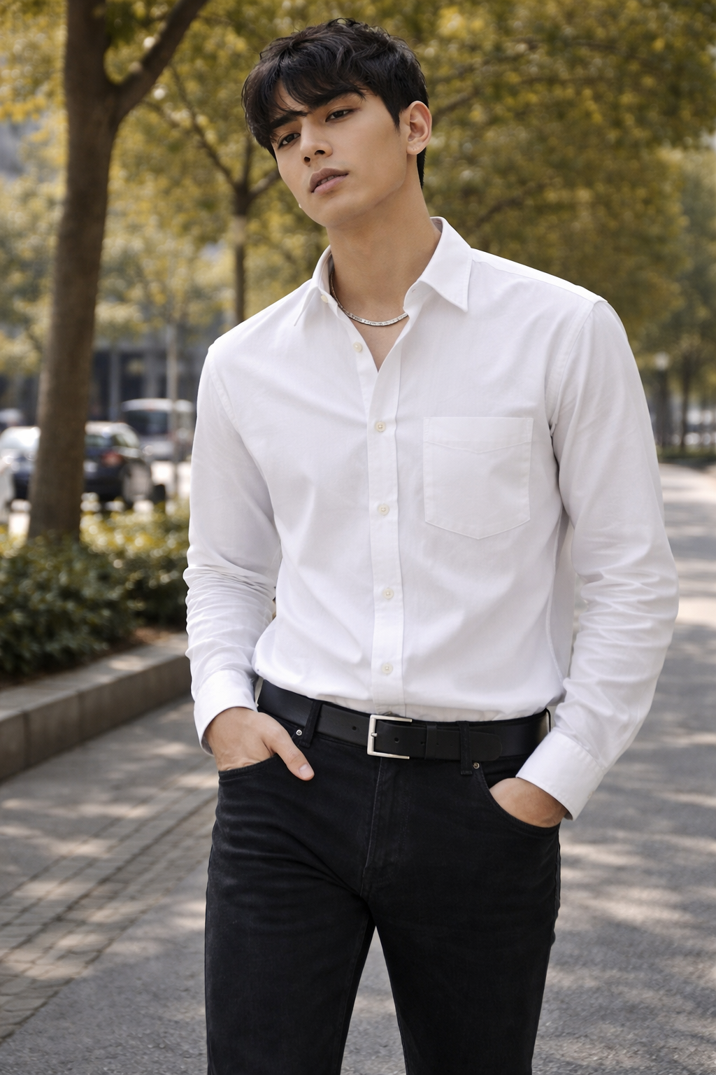 Premium White Cotton Formal Shirt - 26163