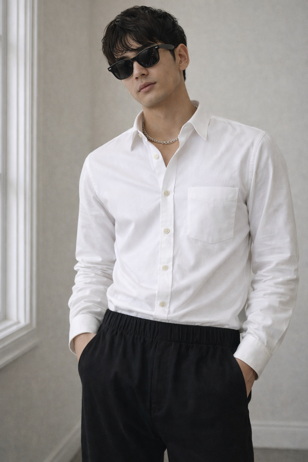 Premium White Cotton Formal Shirt - 26163