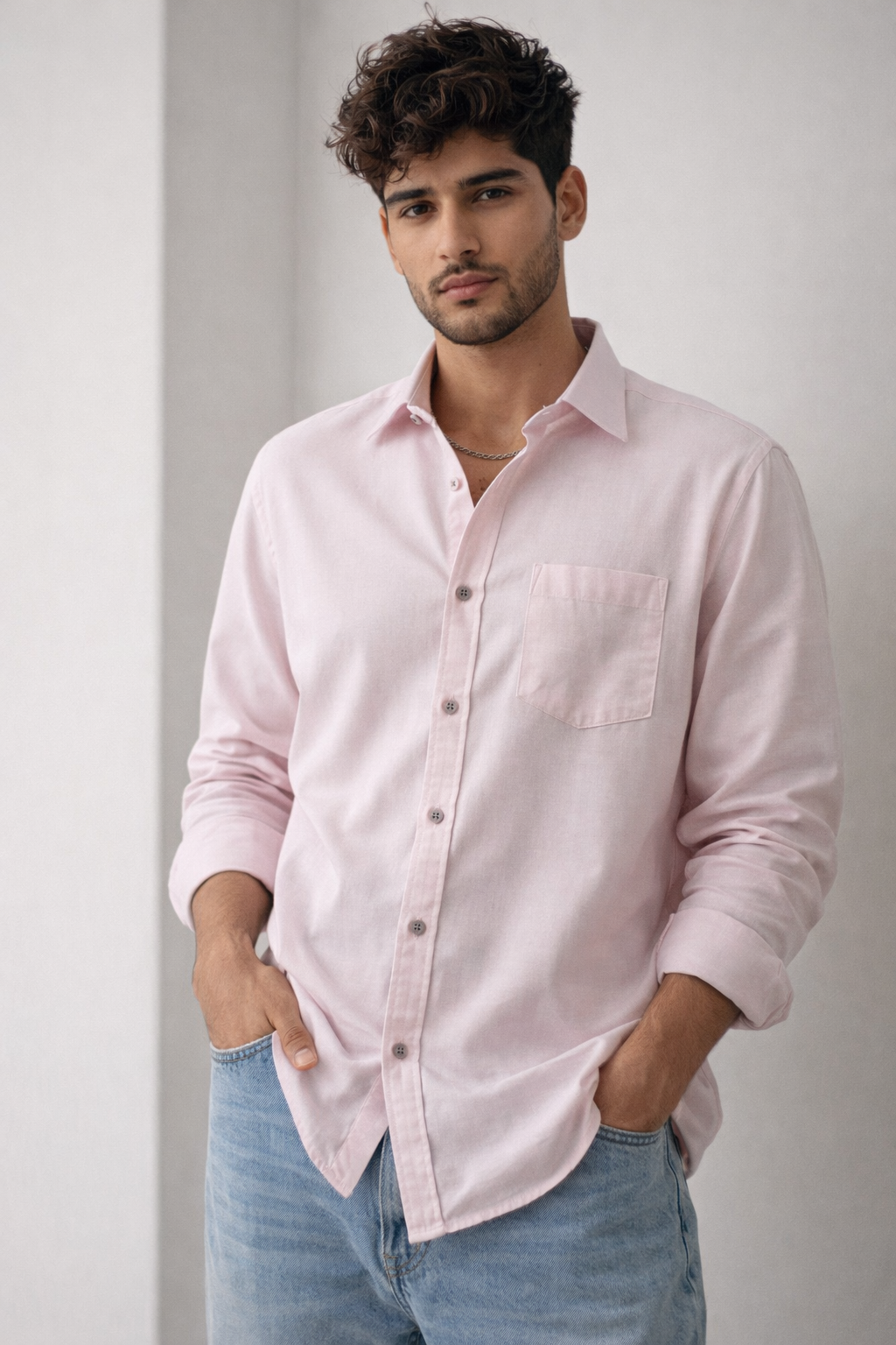 Blush Pink Cotton Formal Shirt - 26156