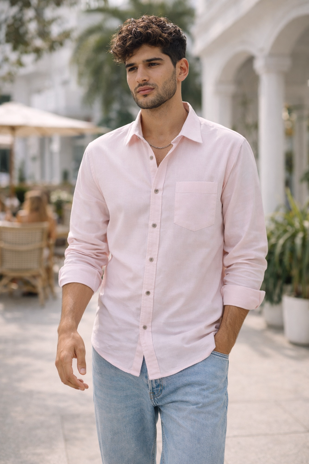 Blush Pink Cotton Formal Shirt - 26156