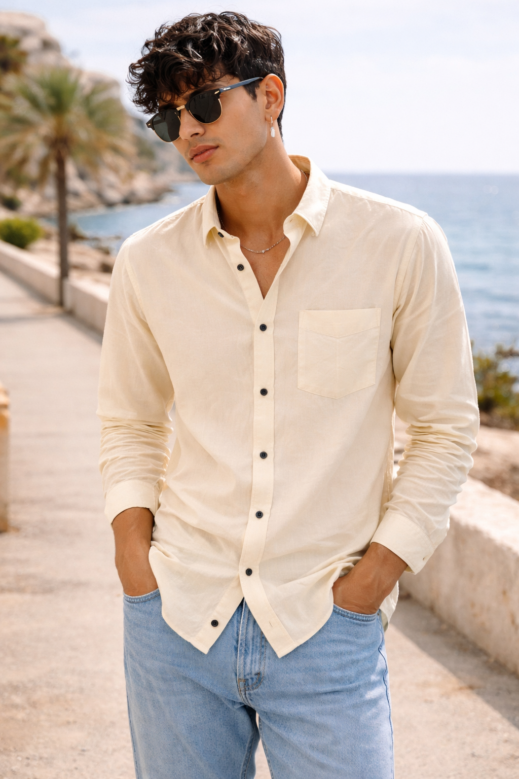 Men’s Premium Cotton Formal Shirt – Pale Cream - 25672