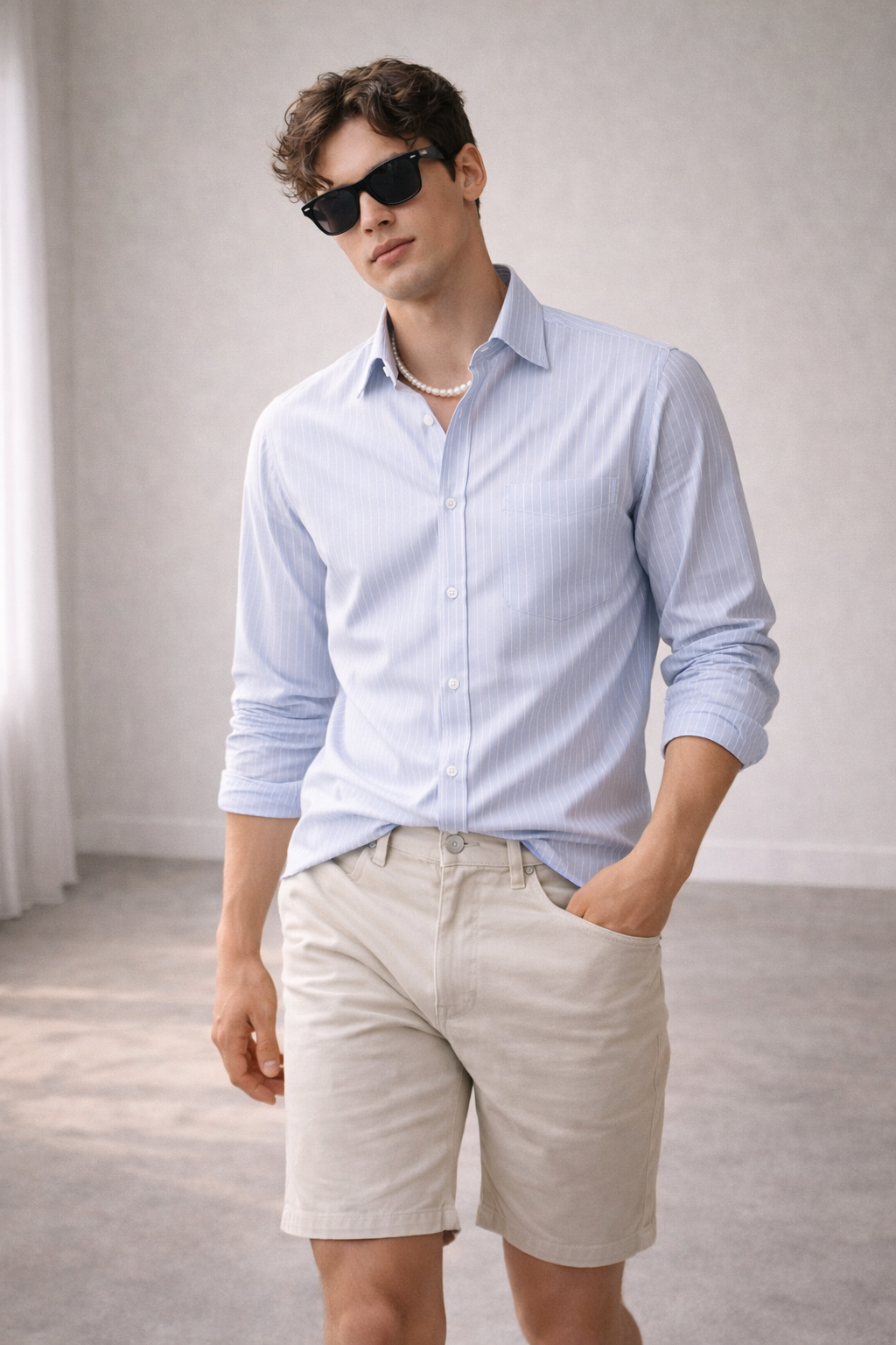 Rocck’z Men’s Sky blue Striped Formal Shirt - 26324