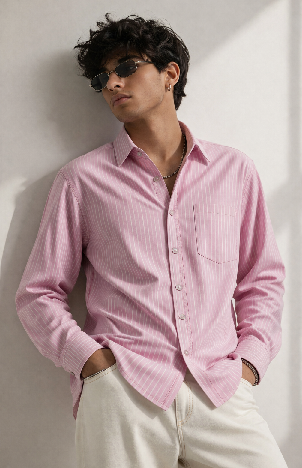 RoccK’z Men’s Pink Striped Formal Shirt - 26327