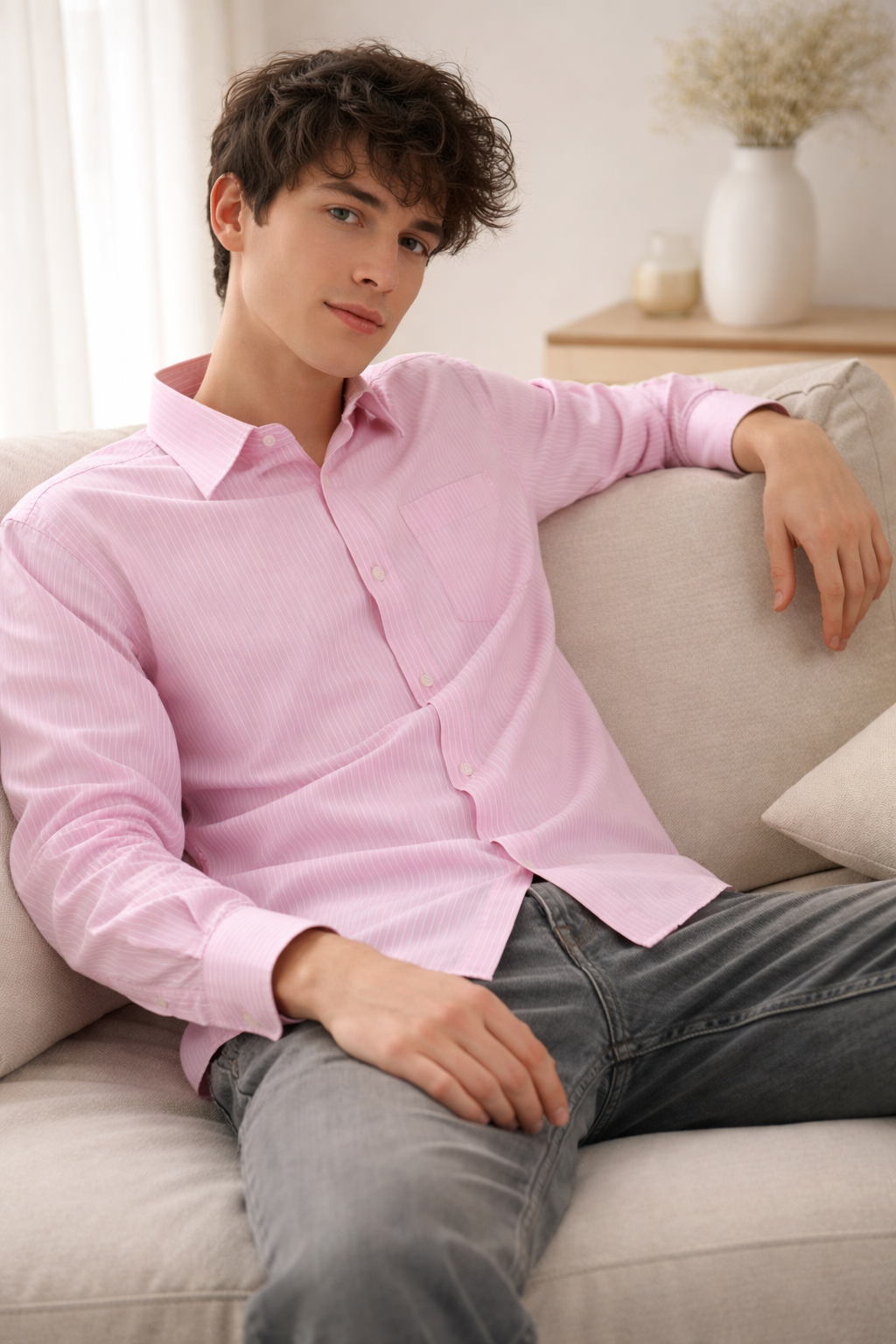 RoccK’z Men’s Pink Striped Formal Shirt - 26327