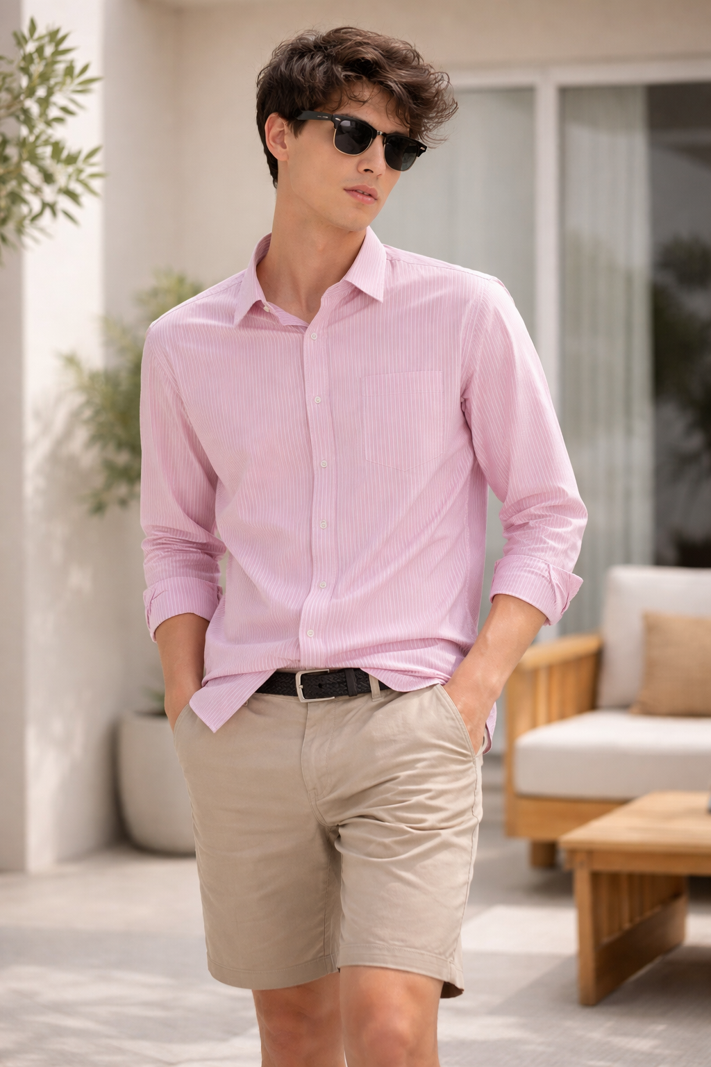RoccK’z Men’s Pink Striped Formal Shirt - 26327