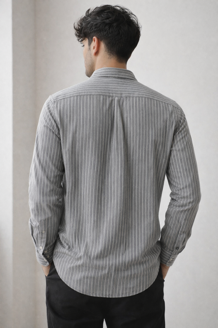 Rocck’z Men’s Grey Striped Formal Shirt - 26323