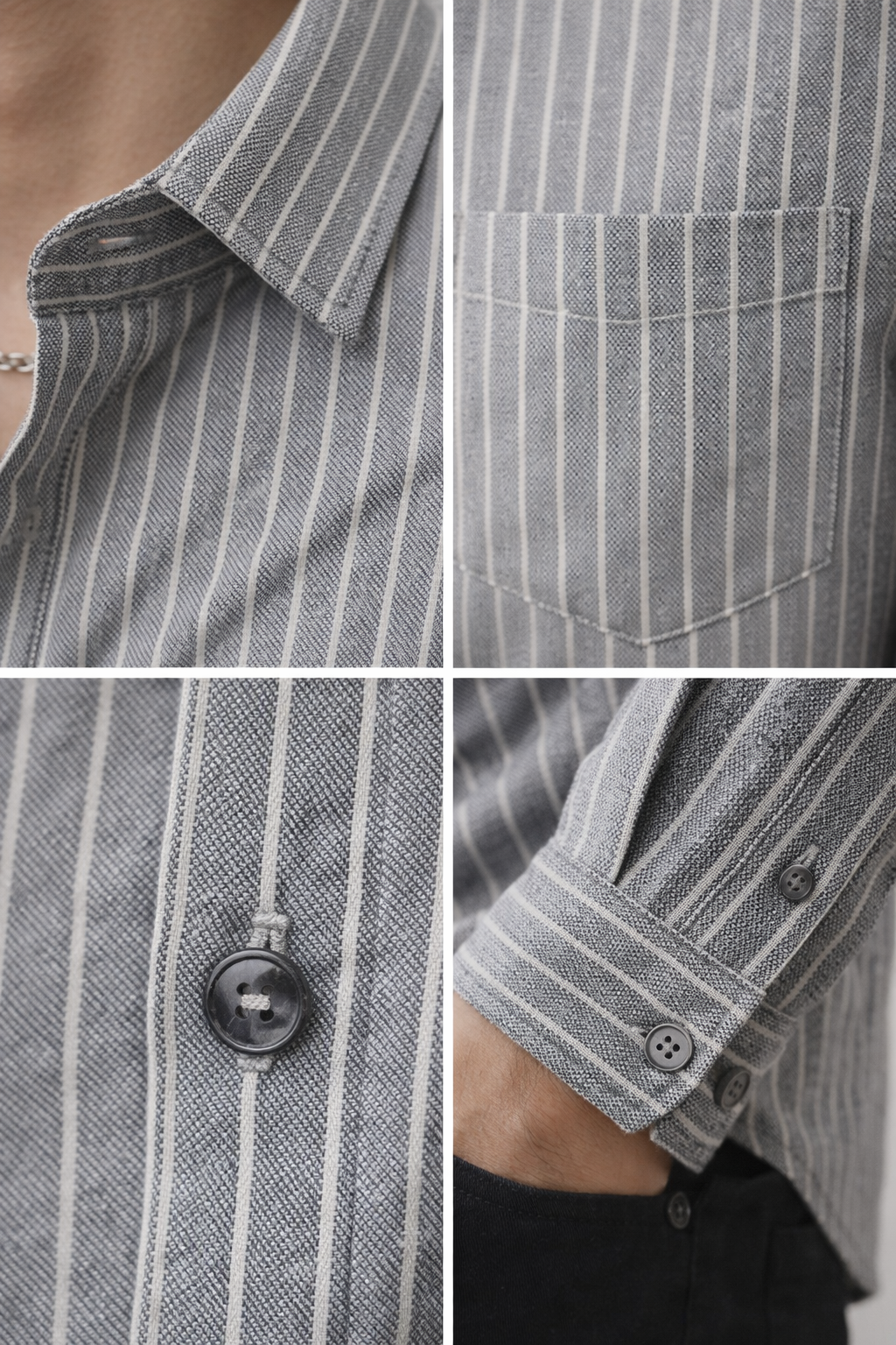 Rocck’z Men’s Grey Striped Formal Shirt - 26323