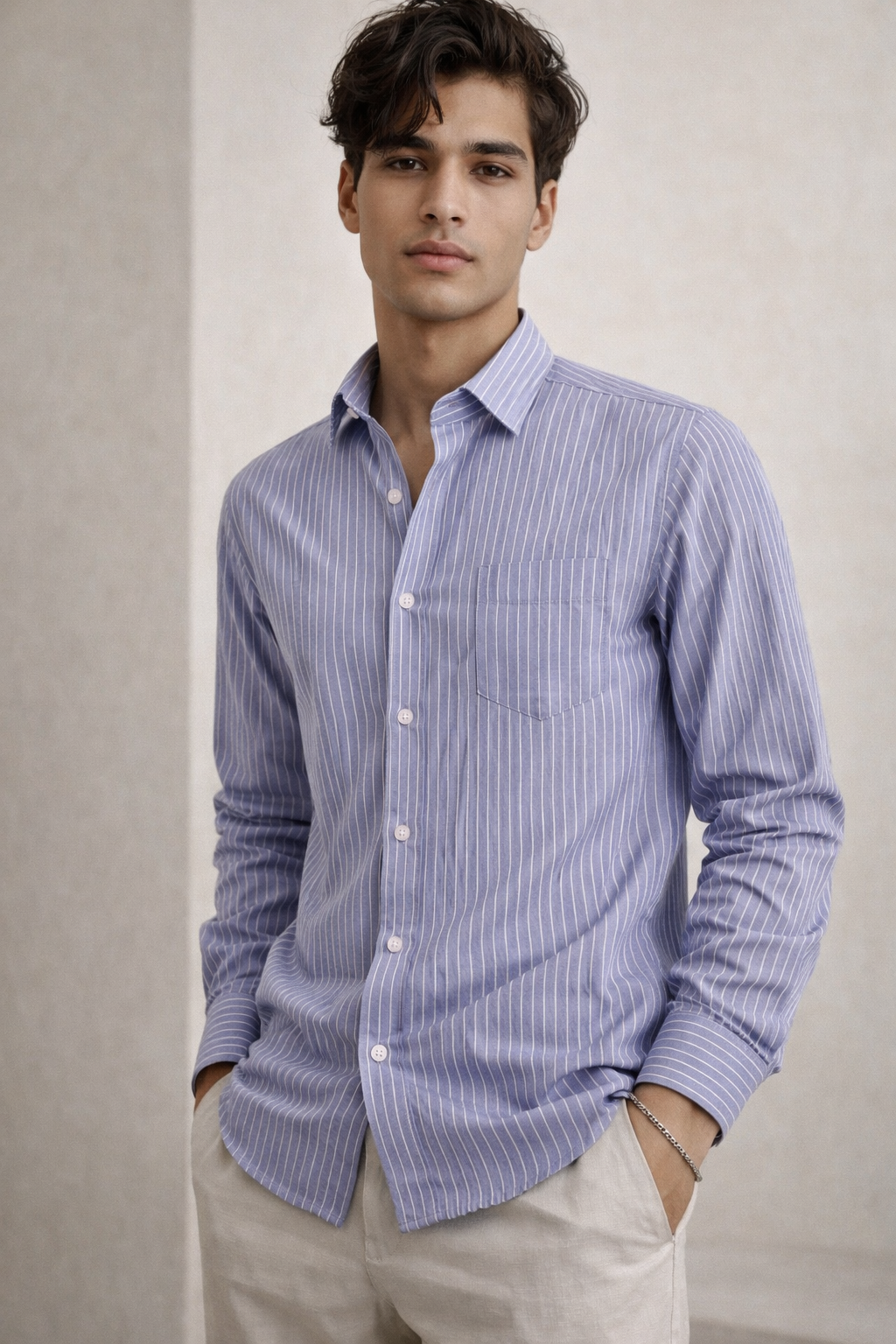 RoccK’z Men’s Purple Striped Formal Shirt - 26325