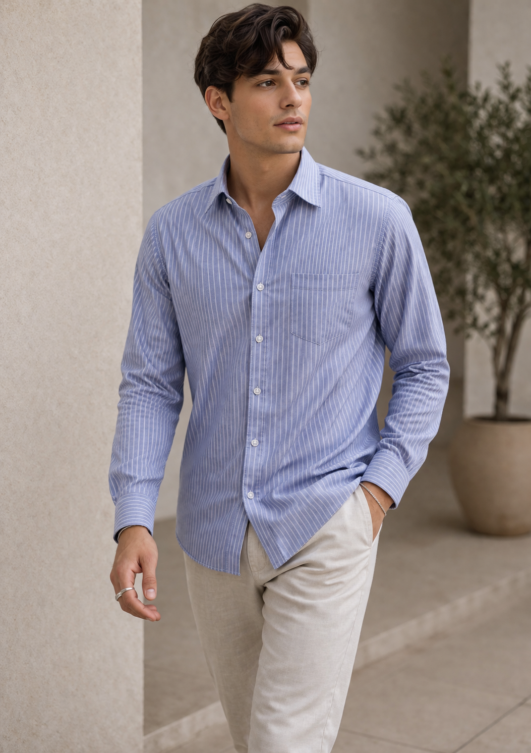 RoccK’z Men’s Purple Striped Formal Shirt - 26325