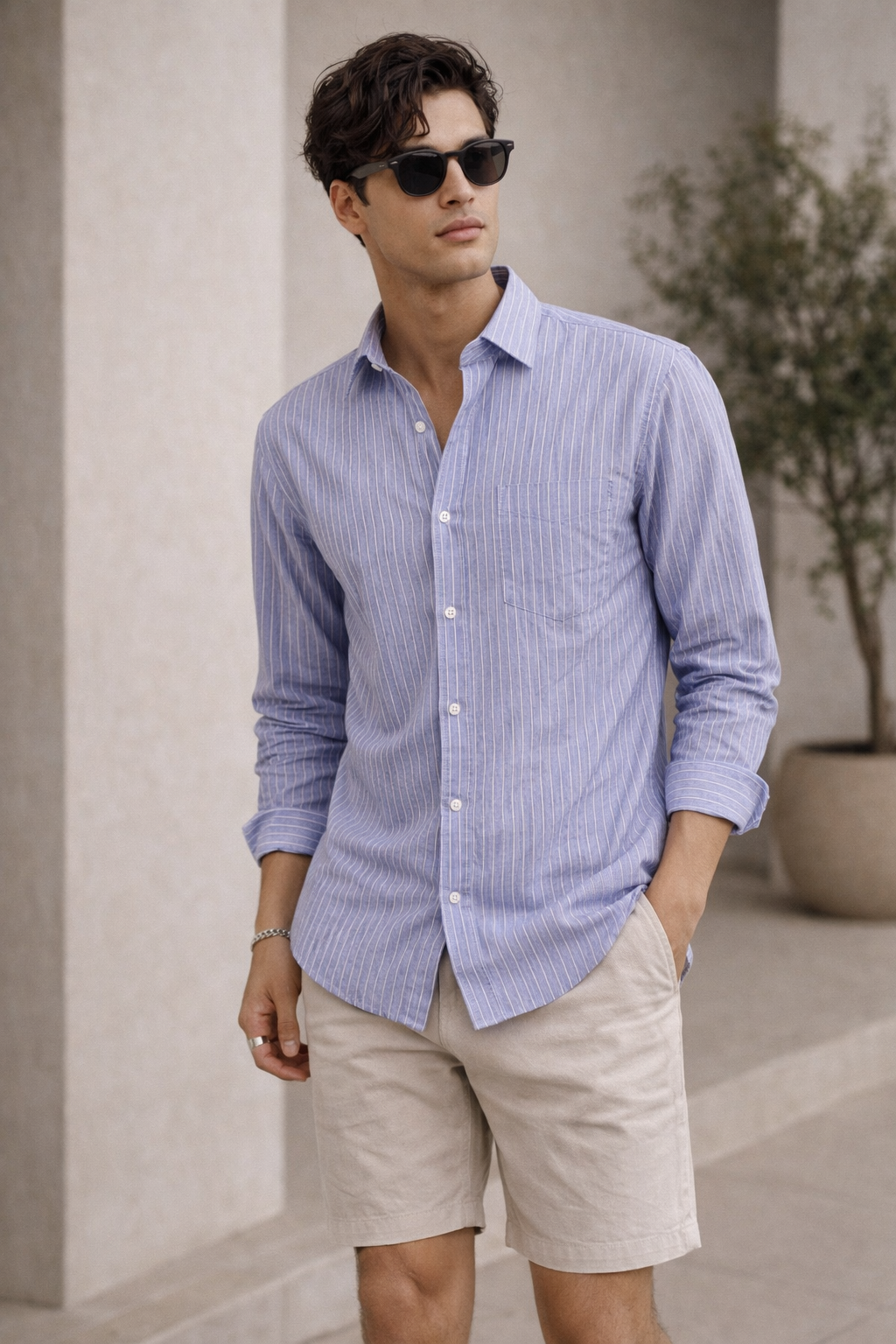 RoccK’z Men’s Purple Striped Formal Shirt - 26325