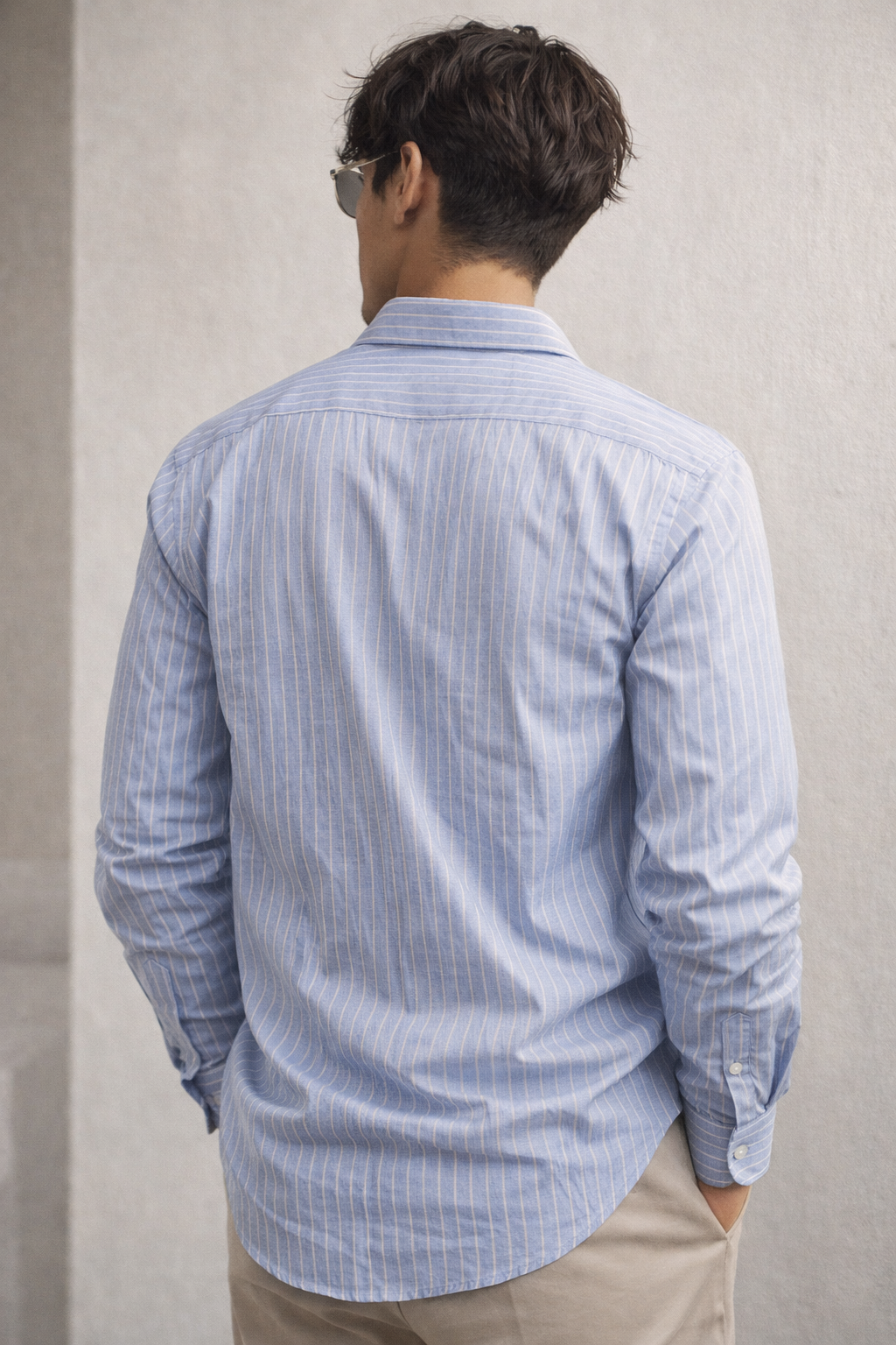 RoccK’z Men’s Light Blue Striped Formal Shirt - 26321
