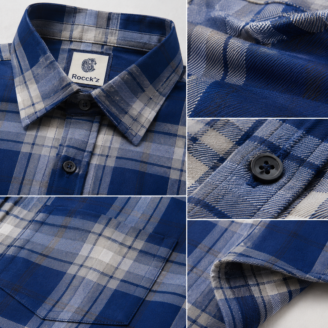 Navy & Grey Premium Cotton Checkered Casual Shirt - 25669