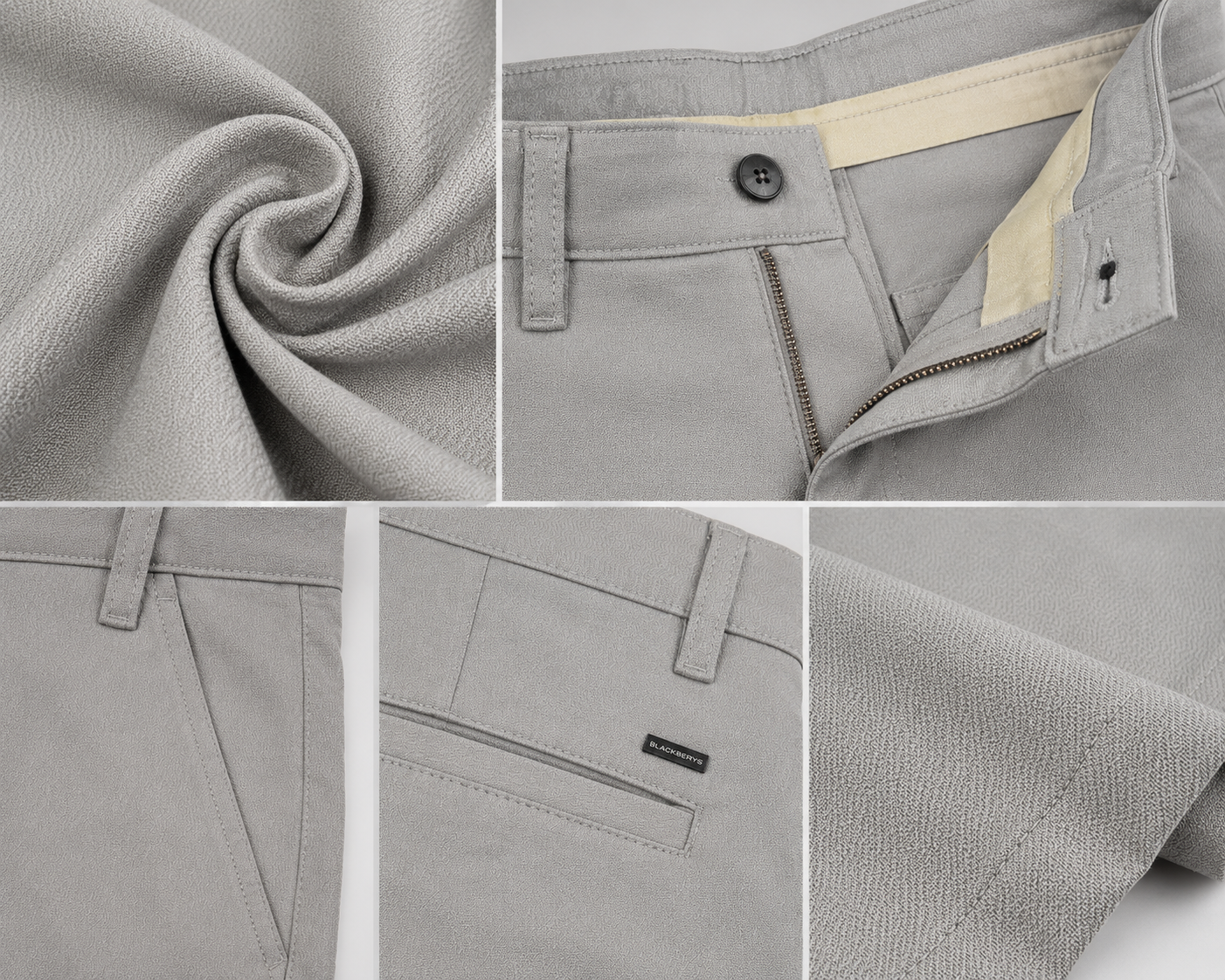 Precision-Cut Textured Formal Trousers in Stone Grey - 25496