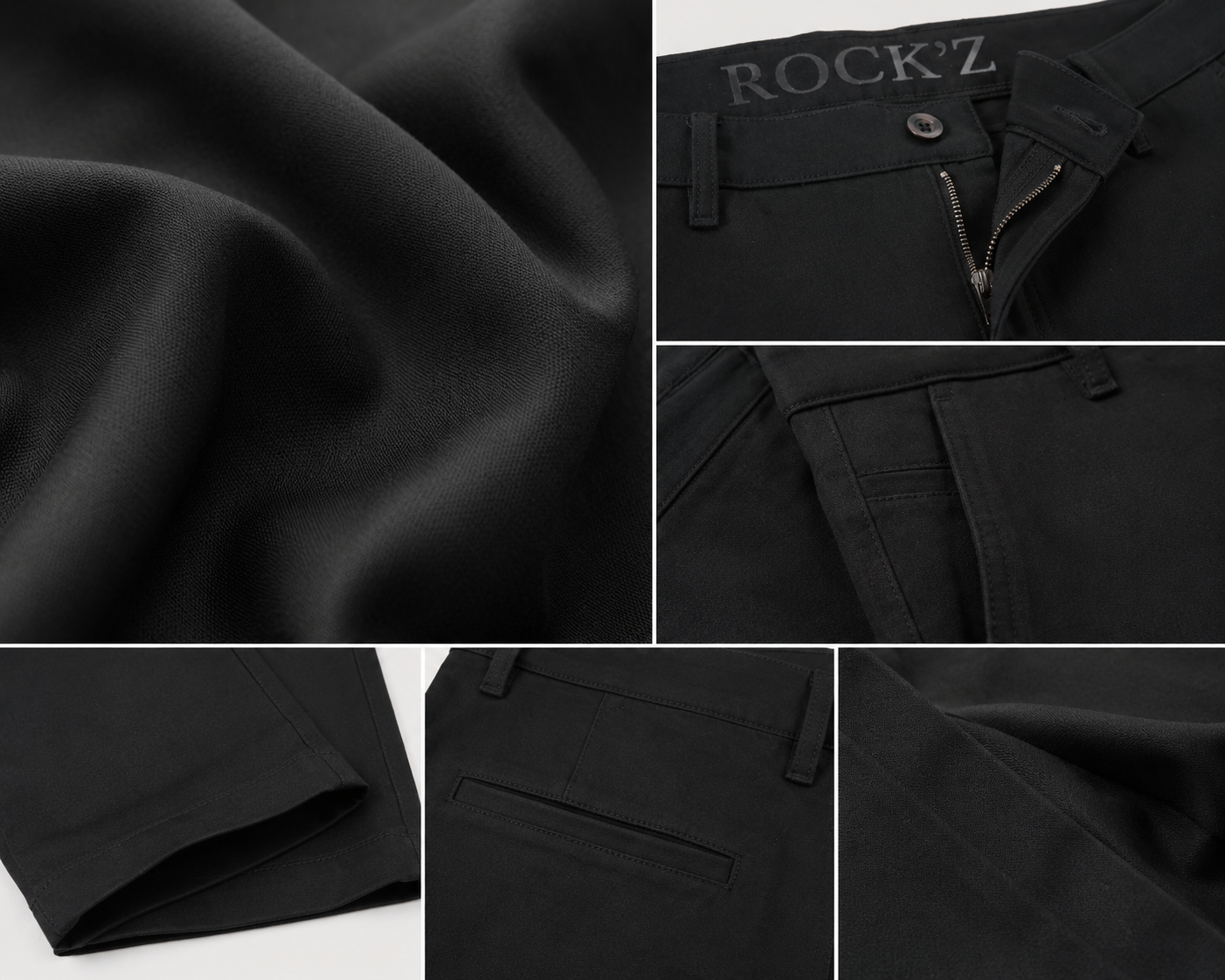 Rocck'z Signature Smart Fit Trousers in Absolute Black - 25499