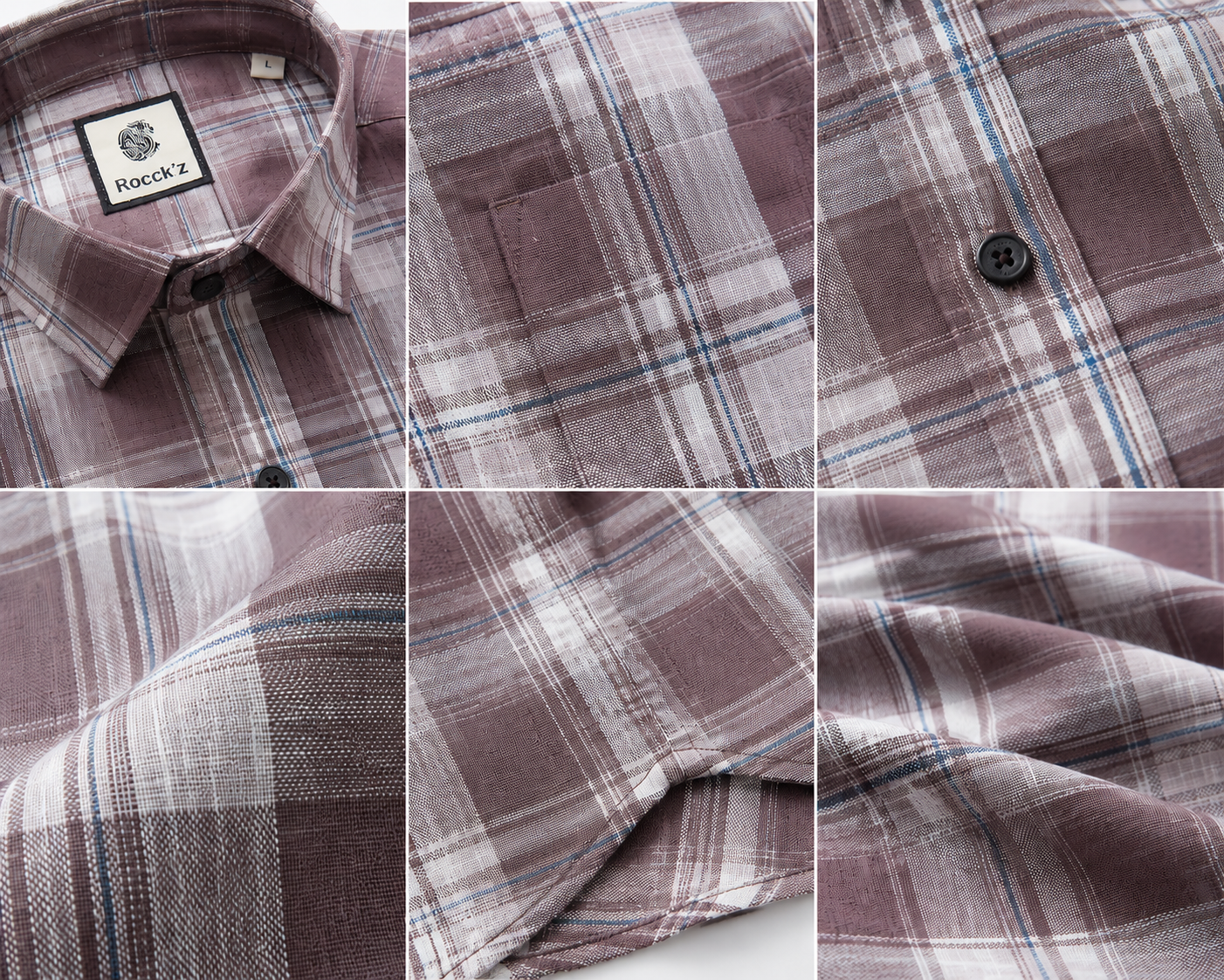 Dusty Rose Plaid Half Sleeve Casual Shirt - 27020