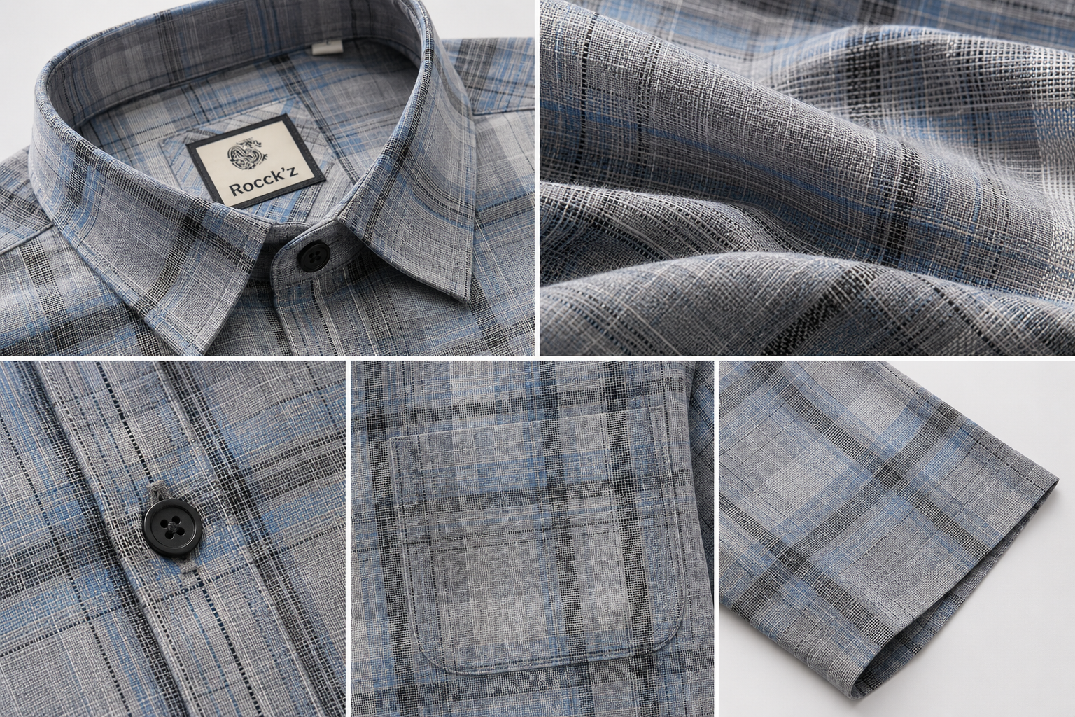 Sage Green Textured Plaid Cotton Casual Shirt - 27032