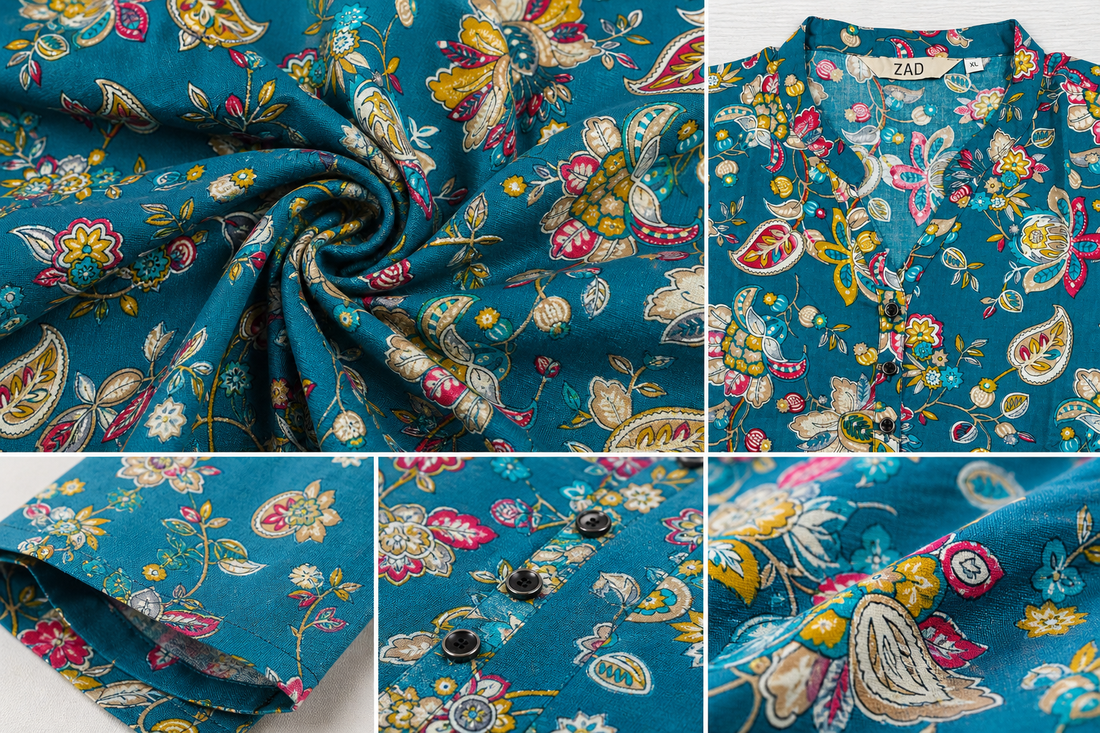 Teal Blue Multi-Color Floral & Paisley Print Kurti - 26172