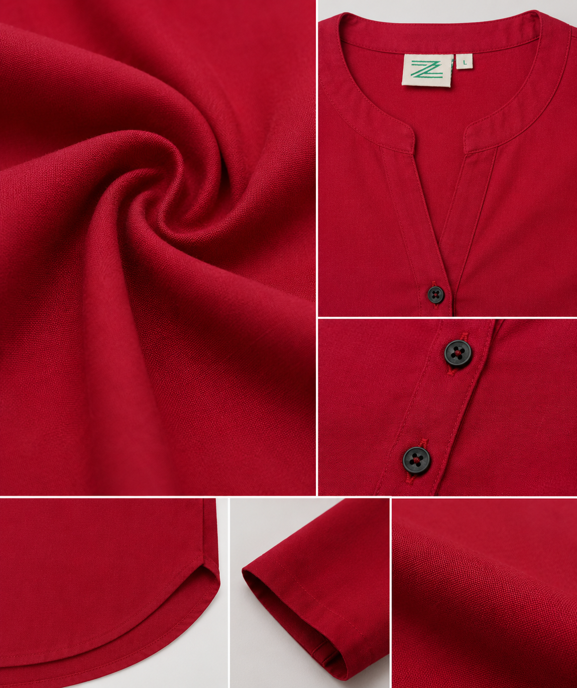 Women’s Crimson Red Solid Cotton Kurti - 24350
