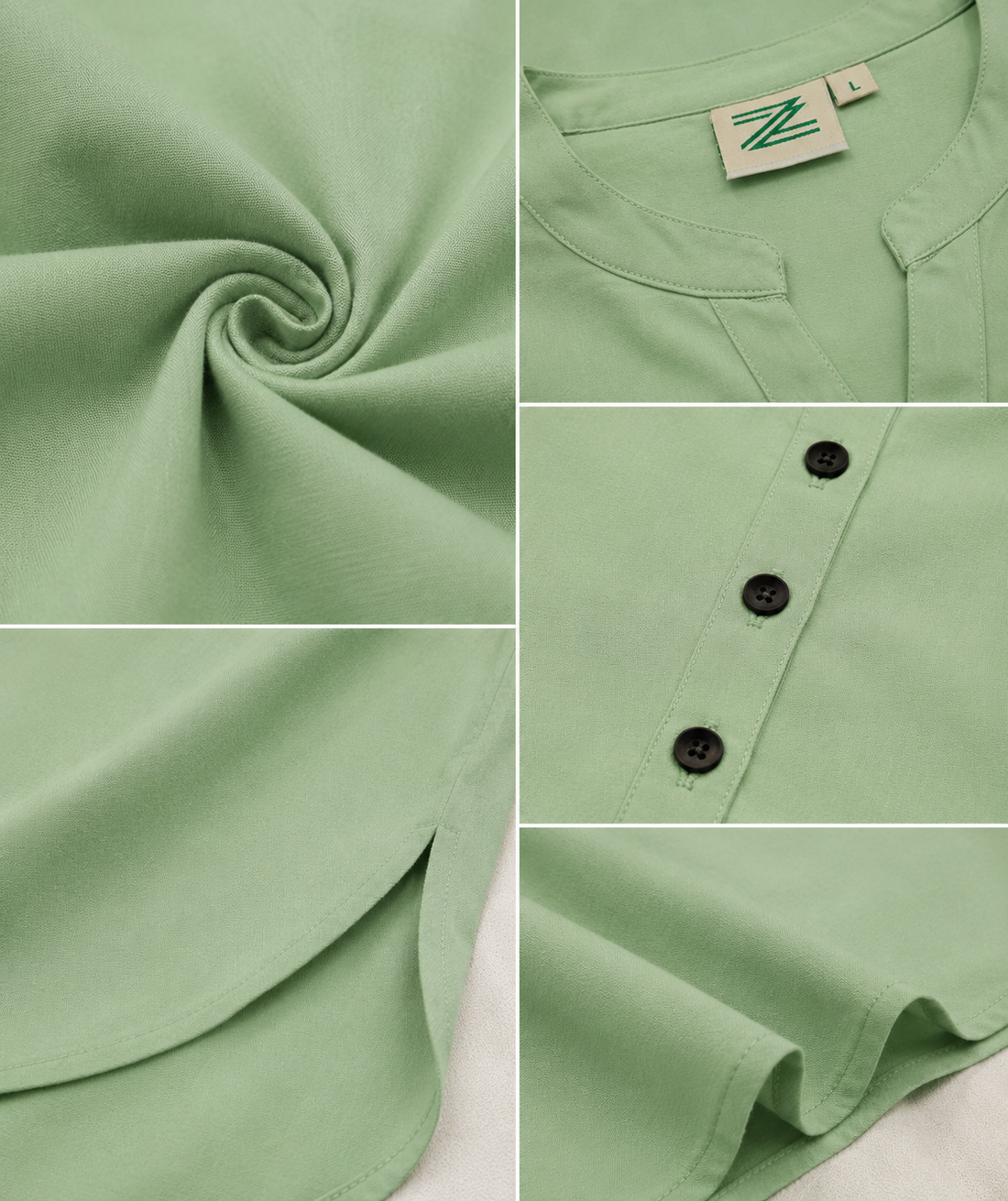 Women's Mint Green Textured Cotton Kurti - 24348
